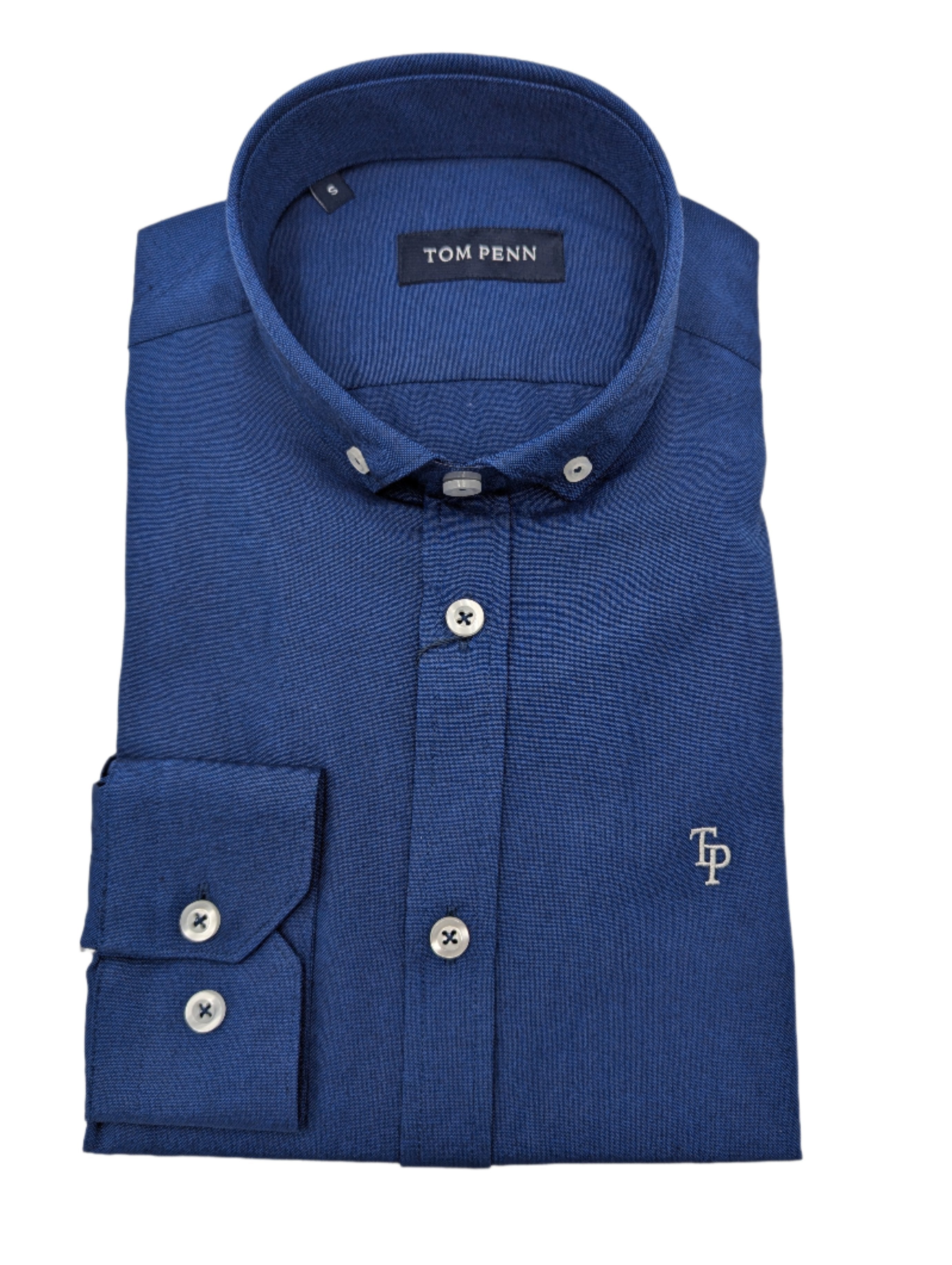 Tom Penn Slim fit Button Down Dark Royal Shirt