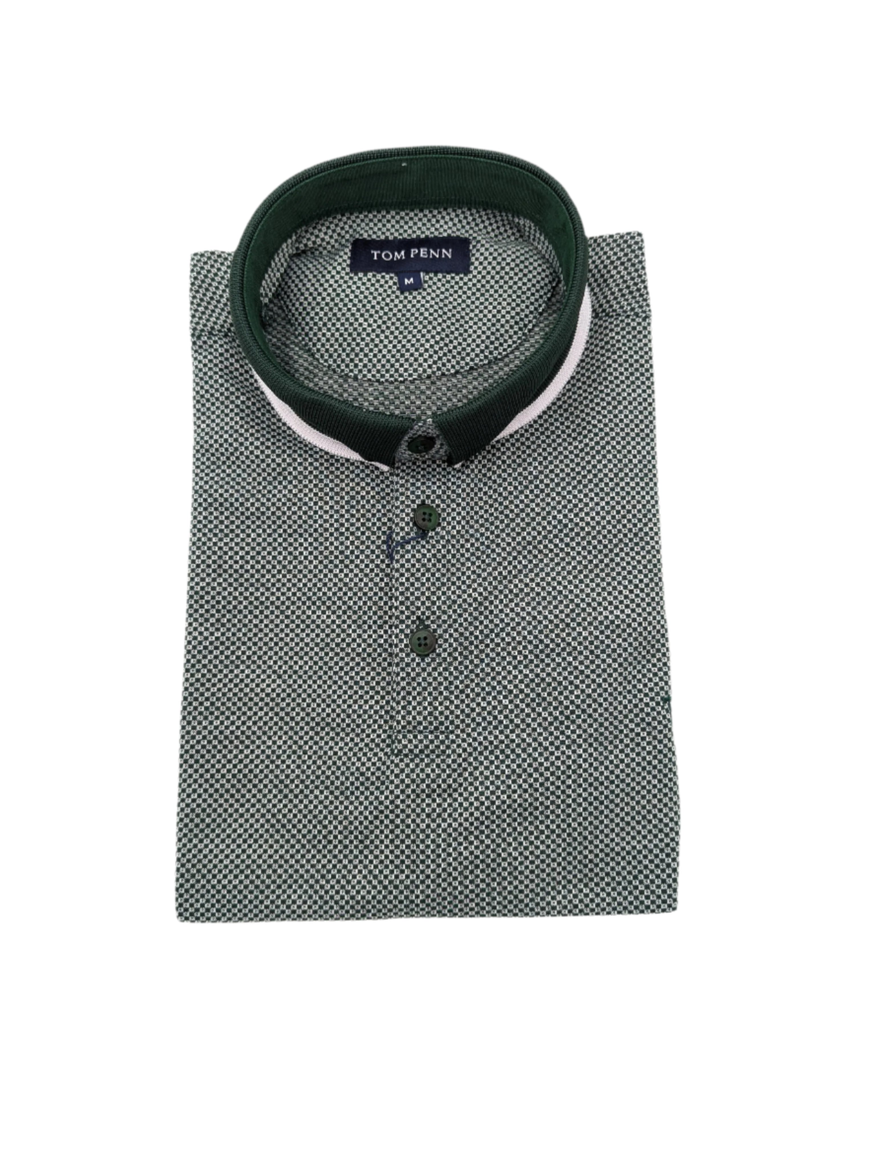 Tom Penn Green Knit Polo-Top down view