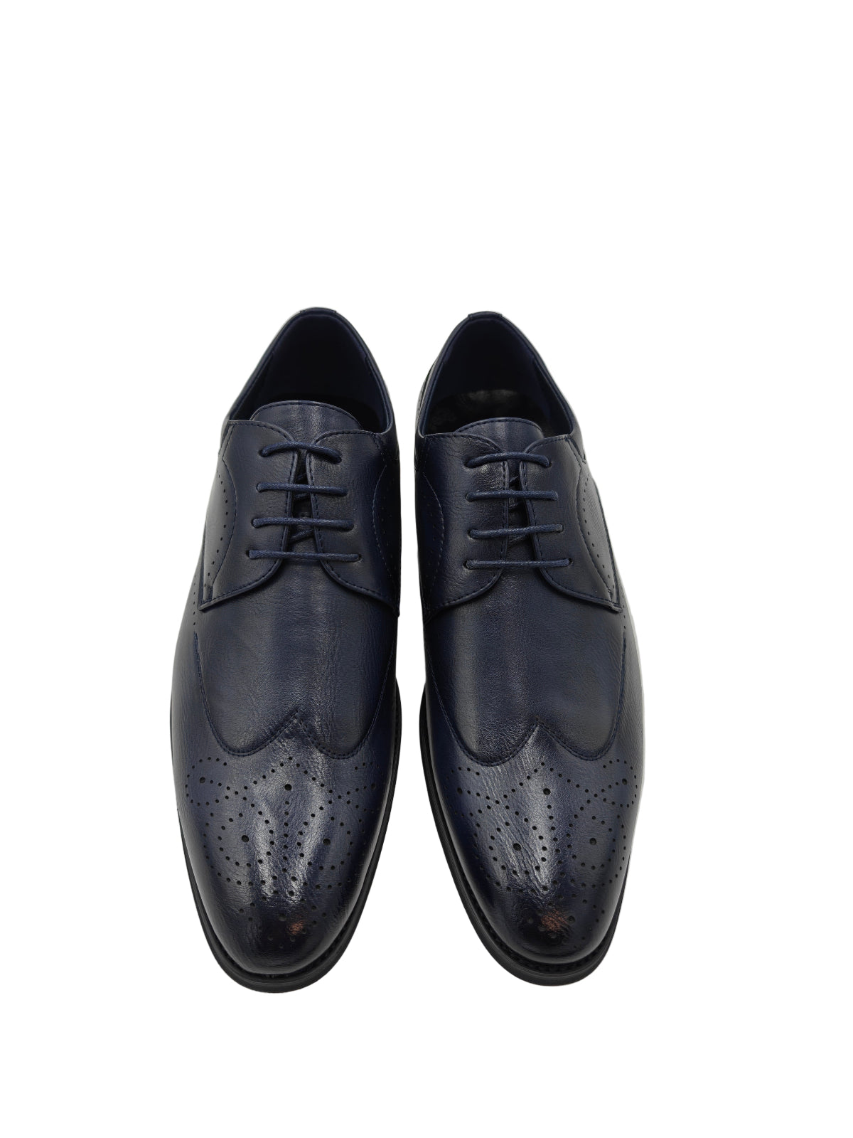 Pair of black dress shoes on a white background