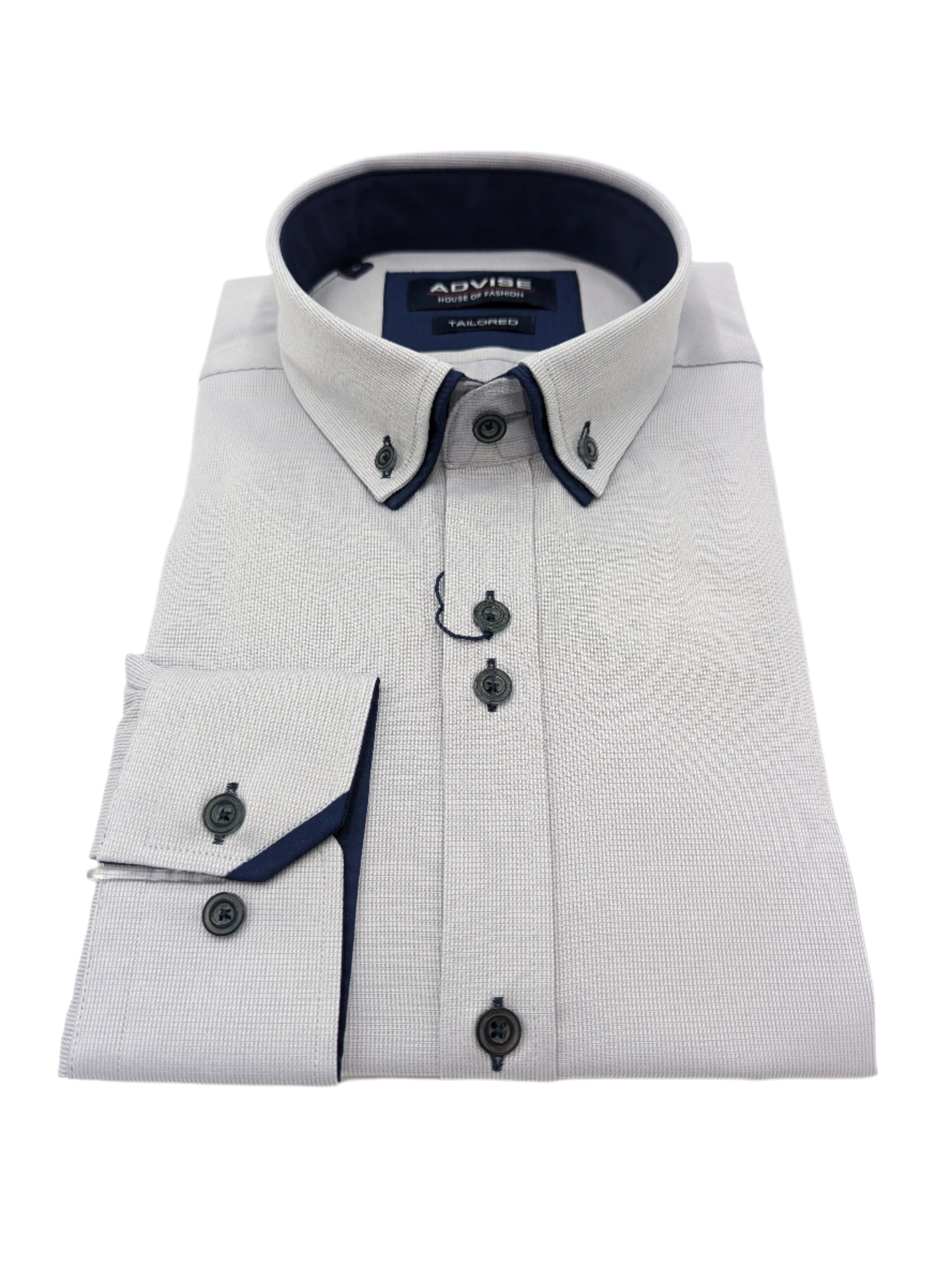 Advise Grey Double Collar Shirt-Button detail