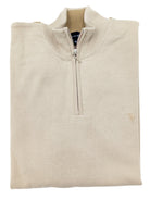 tom penn Tom Penn Ecru 1/4 Zip Knit Ecru model front view
