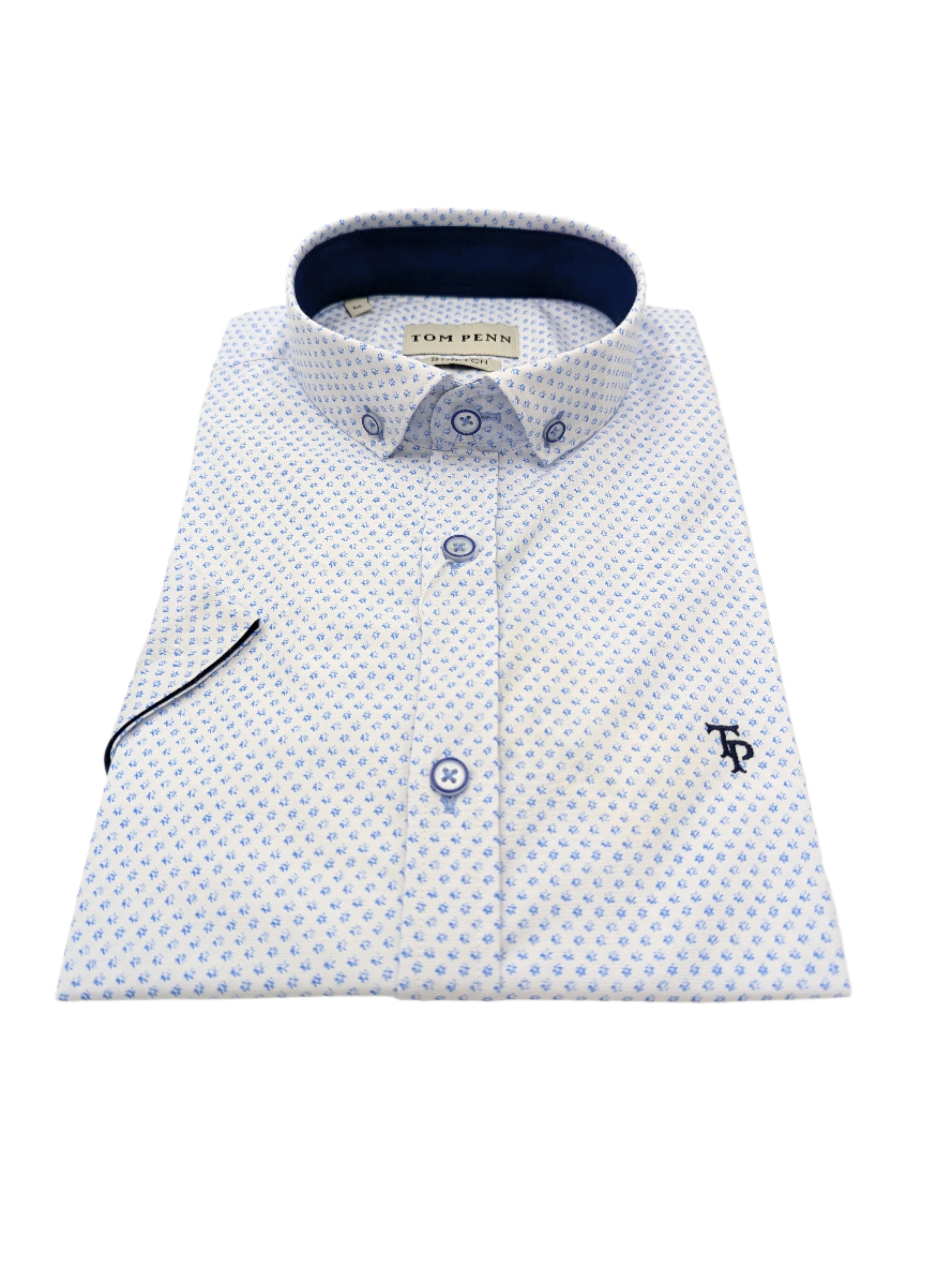 Tom Penn White/Blue Short Sleeve Shirt