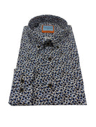DARIO BELTRAN Dario Beltran Blue Splash Print Shirt Blue model front view