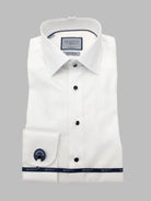Front view of the William white stud button tuxedo shirt by Benetti