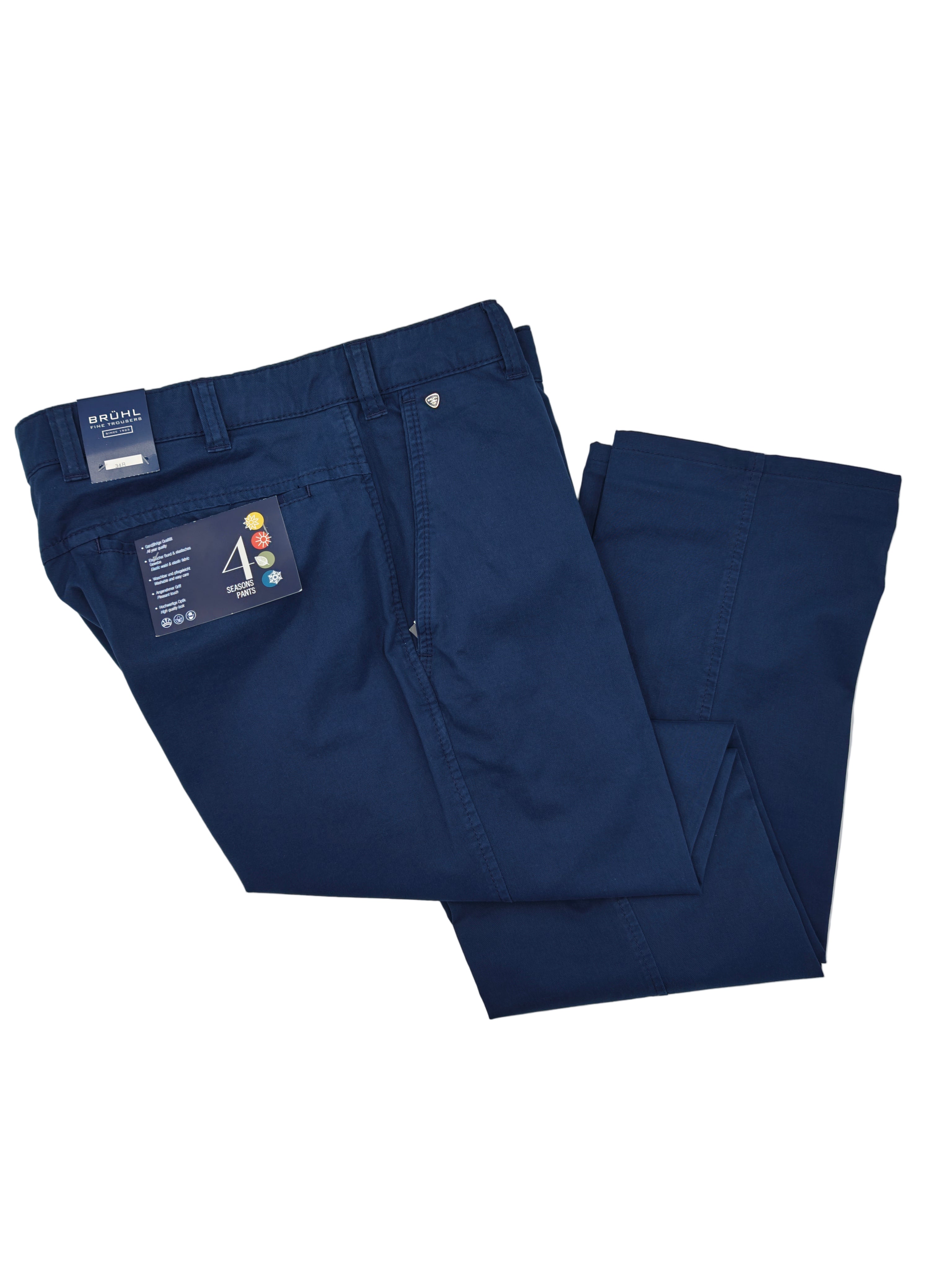 Catania B marine blue mens folded chinos on a white background 