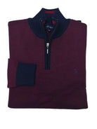tom penn Knitted Navy/Red 1/4 Zip Jumper Navy/Red front view