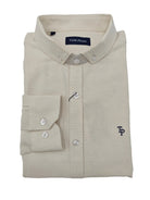 Folded Tom Penn ivory Oxford shirt with logo detail