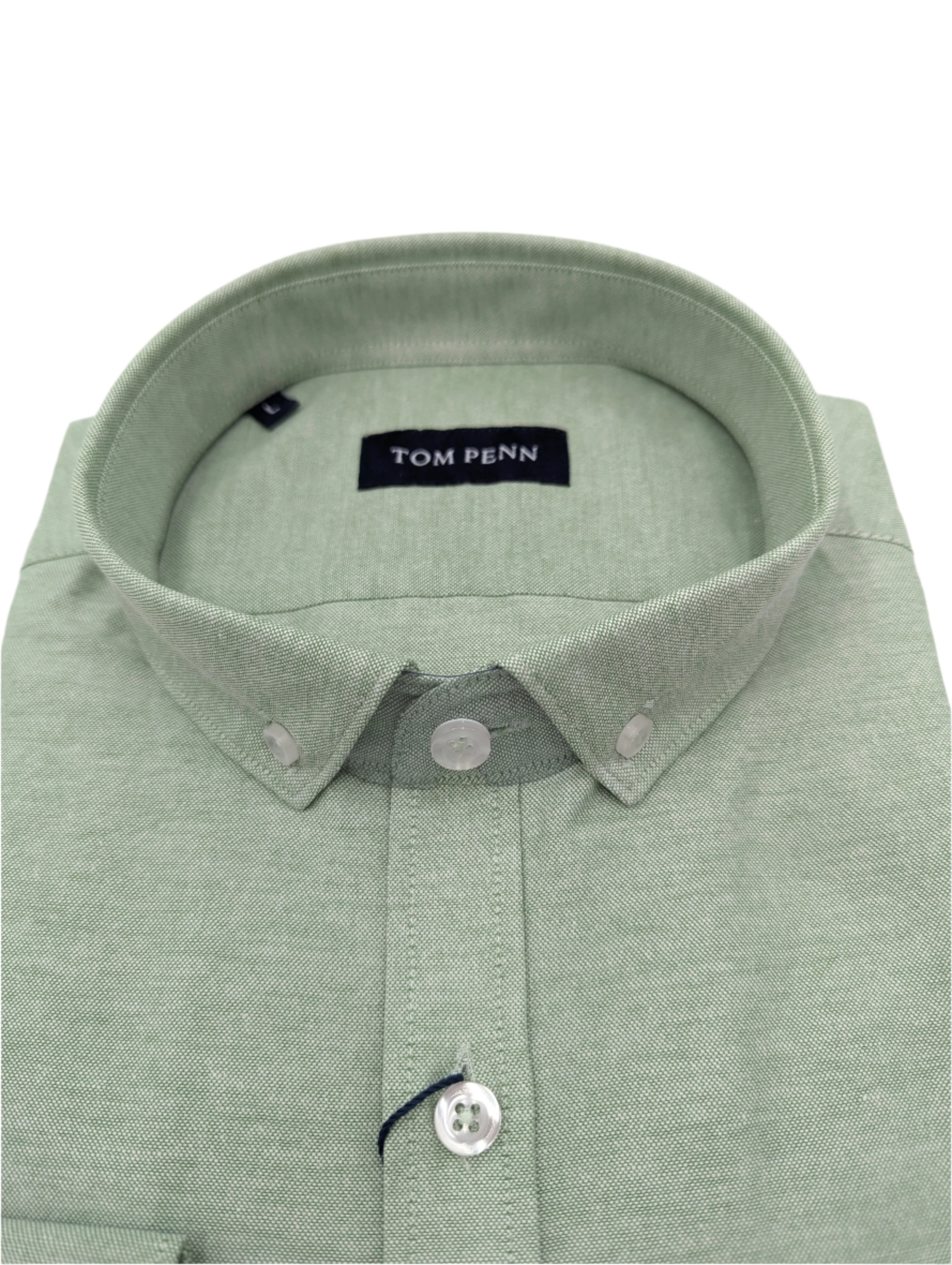 Tom Penn Slim fit Button Down Apple Shirt-Collar detail