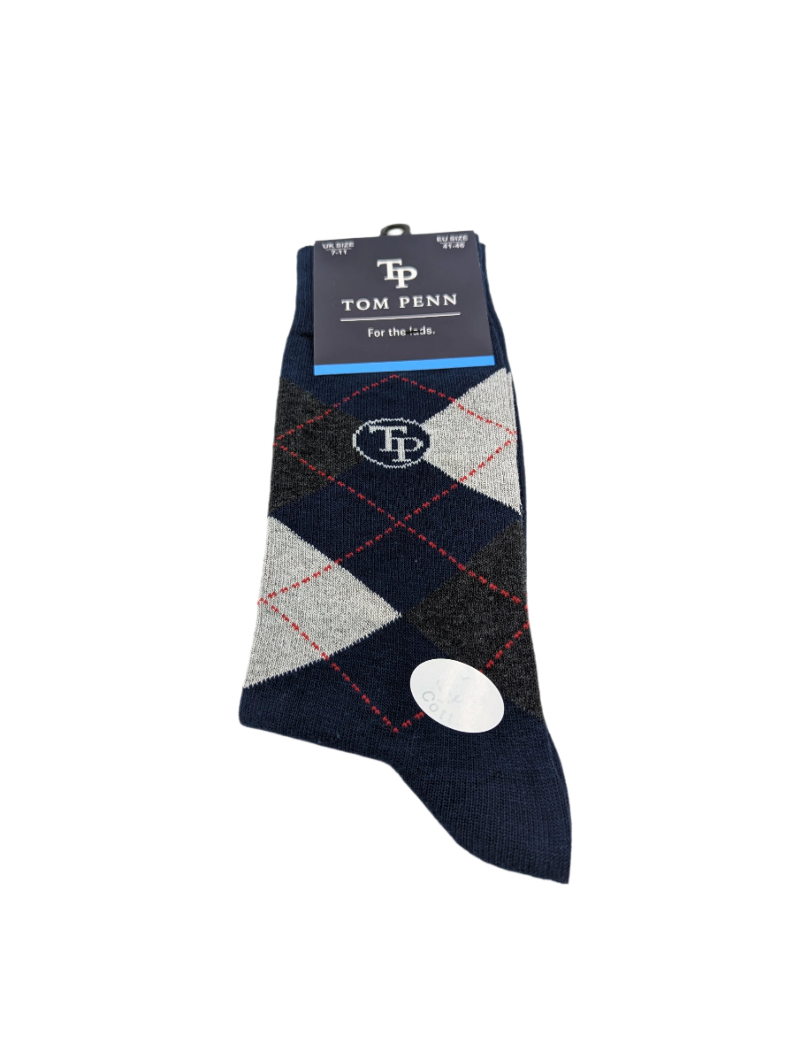 tom penn Tom Penn Navy Argyle Sock Navy model front view