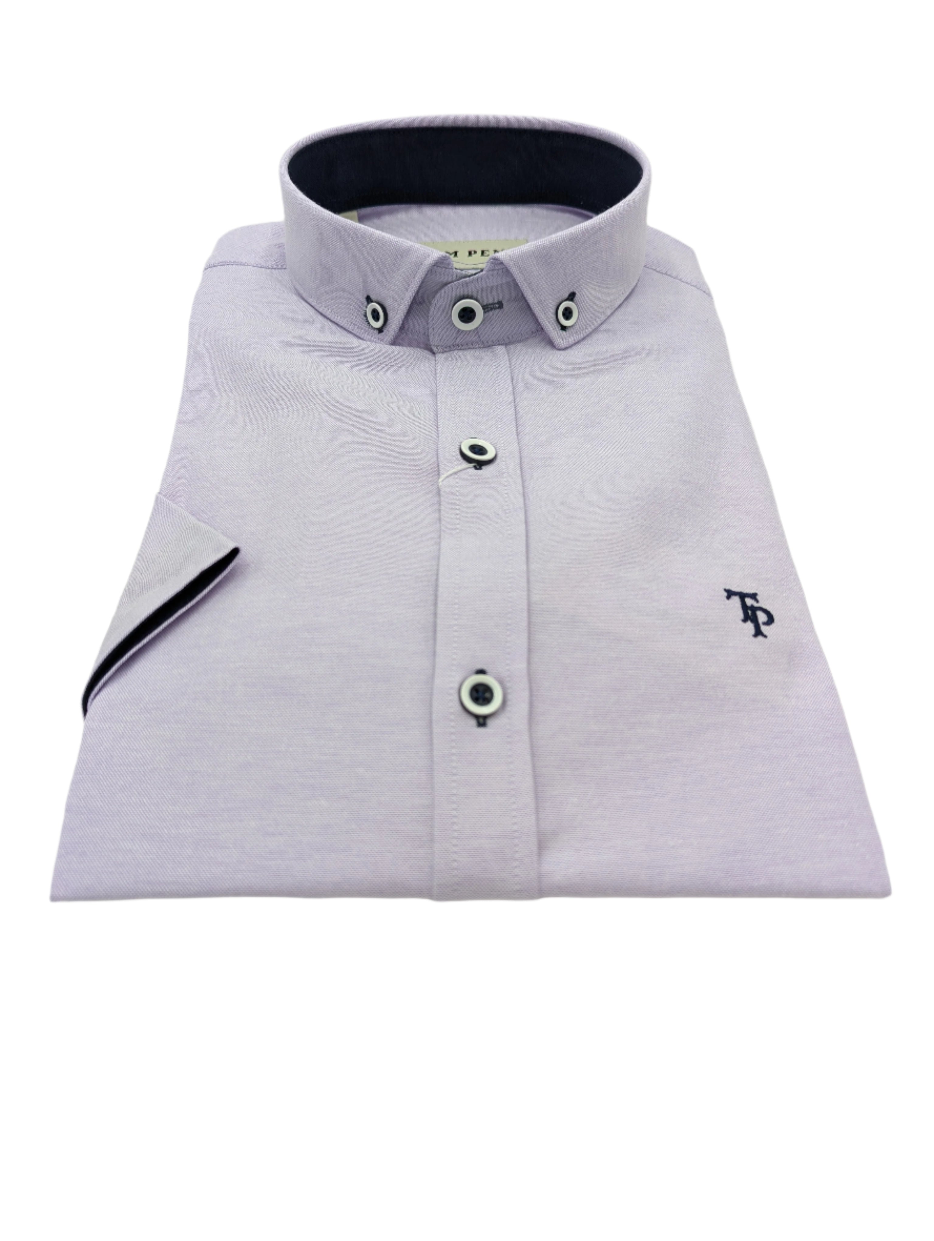 SS Oxford Lilac Shirt-Collar view