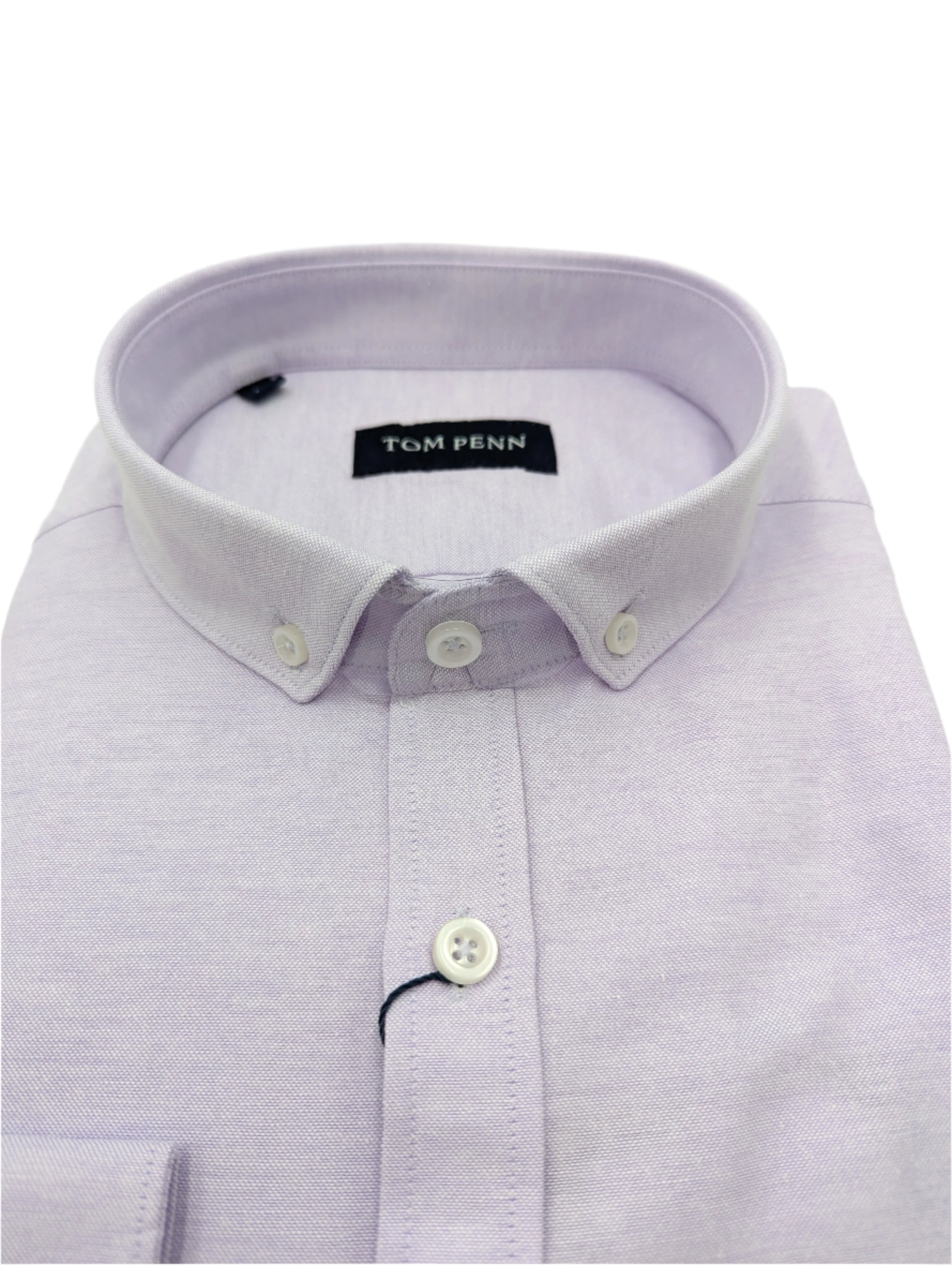 Tom Penn Long Sleeve Lilac Shirt-Collar detail