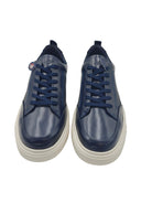 Tommy Bowe Dexcom Navy Leather Trainer by Tommy Bowe Navy flat front view
