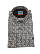DARIO BELTRAN Dario Beltran Brown Leaf Print Shirt Brown front view