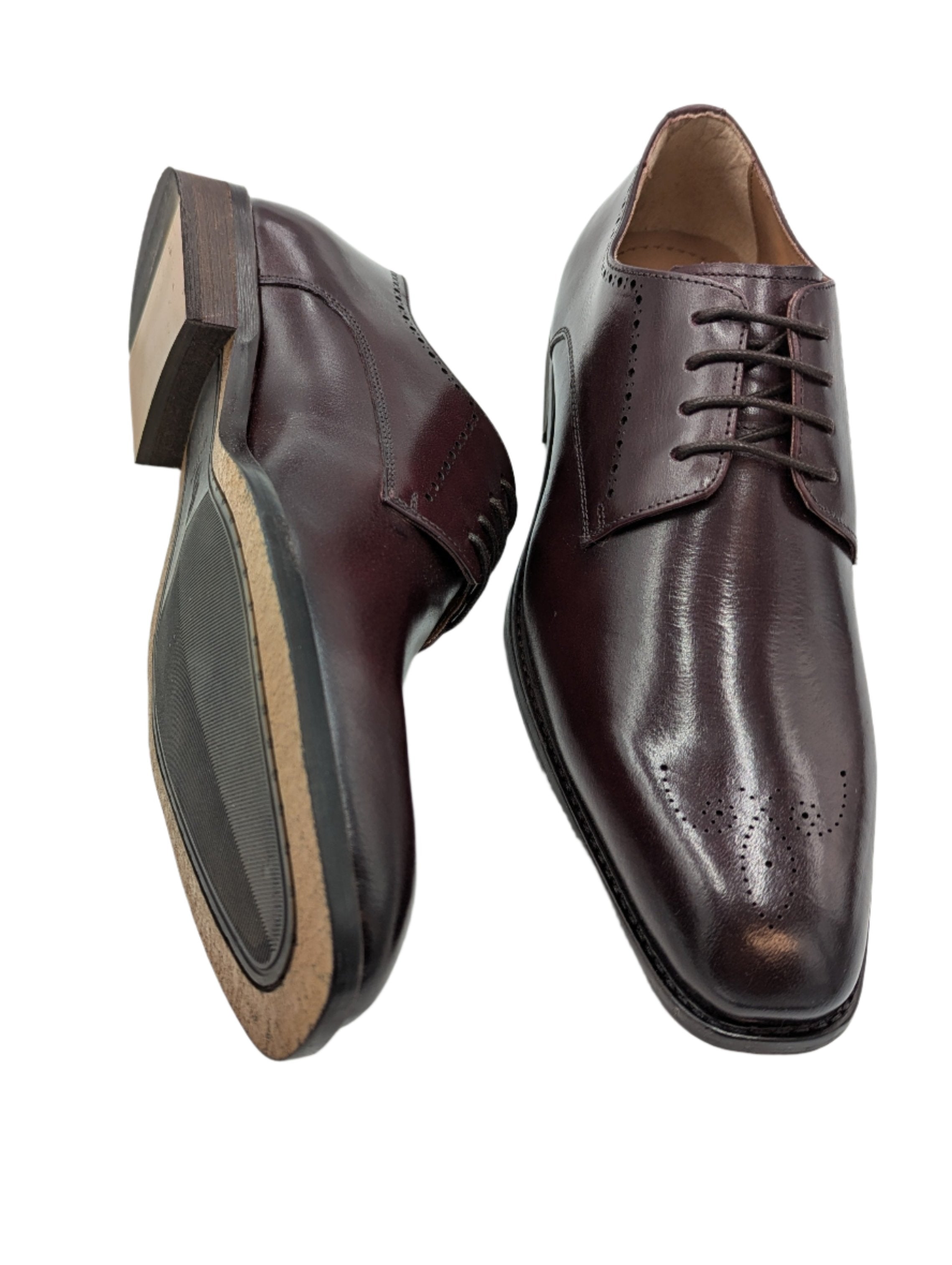 Thomas Burgundy Leather Brogue Toe Shoe-Sole view