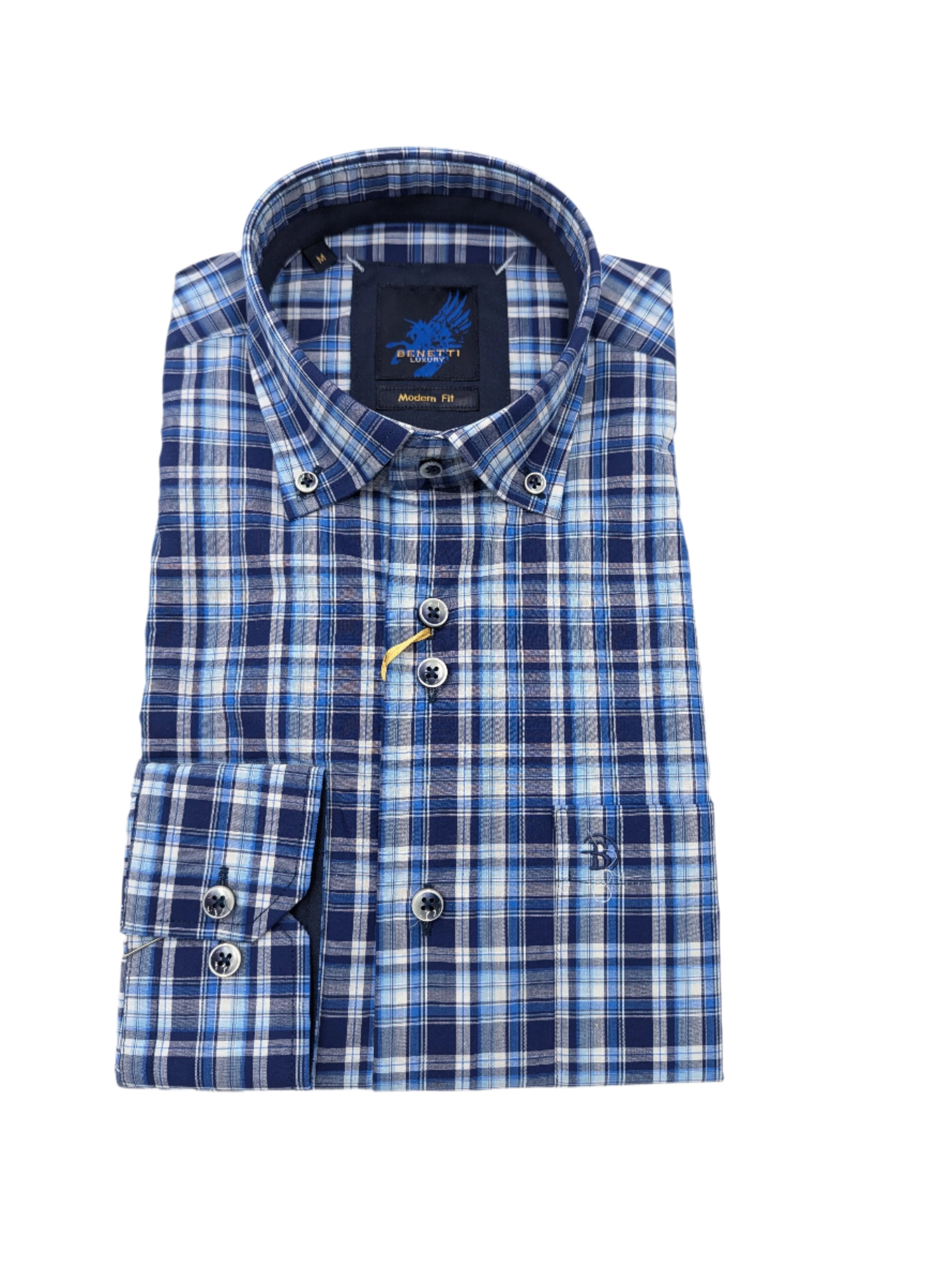 Men's Victor Navy Check Long Sleeve Shirt