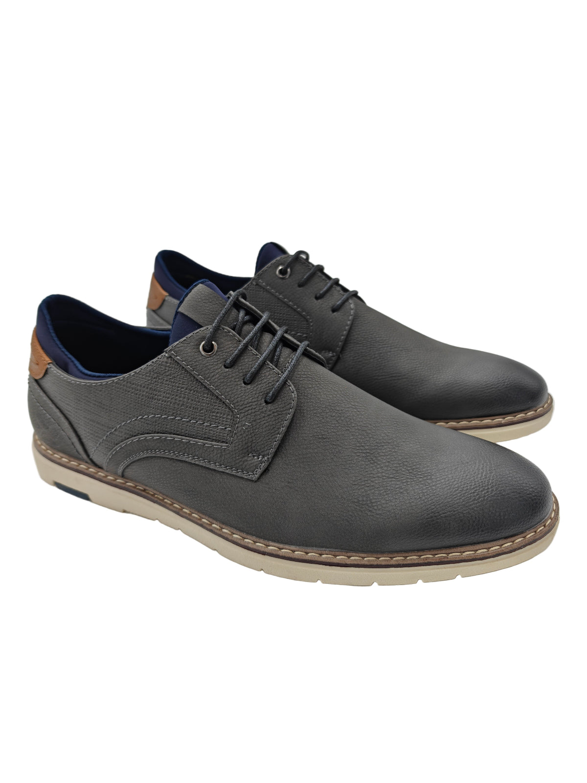 Pair of gray casual shoes on a white background