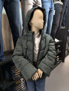Boys Pelton Padded Olive Jacket-With Hood View