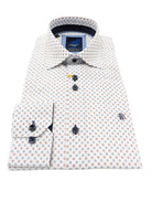 BENETTI Lincoln Casual Pattern Long Sleeve Shirt WINE model front view