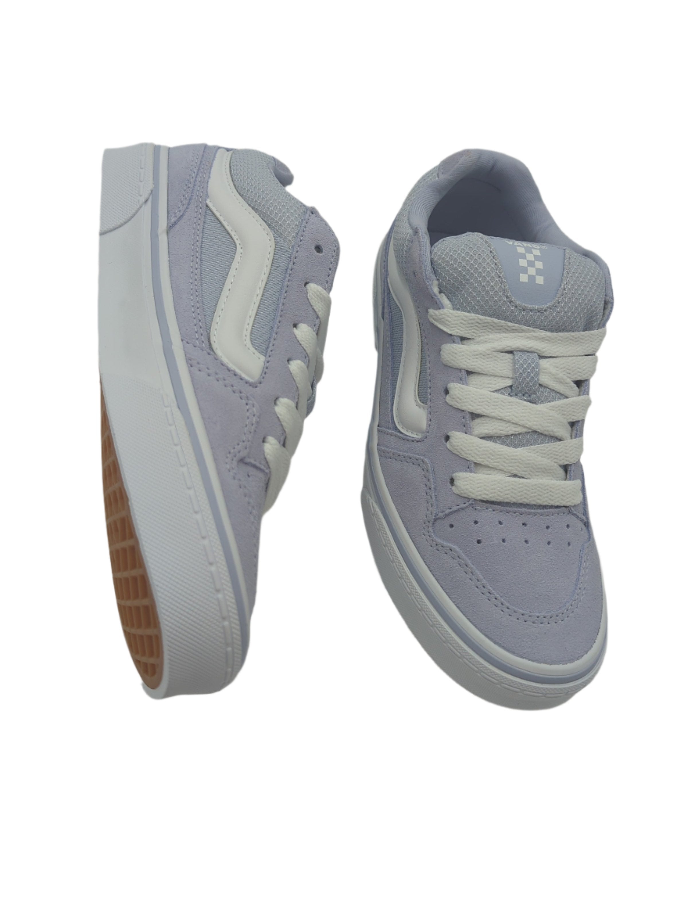 Womens Caldrone Light Blue Suede/Mesh Sneaker-Sole view