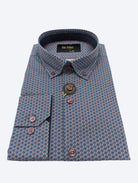 6TH SENSE Button Down Navy Burgundy Shirt Navy Burgundy model front view