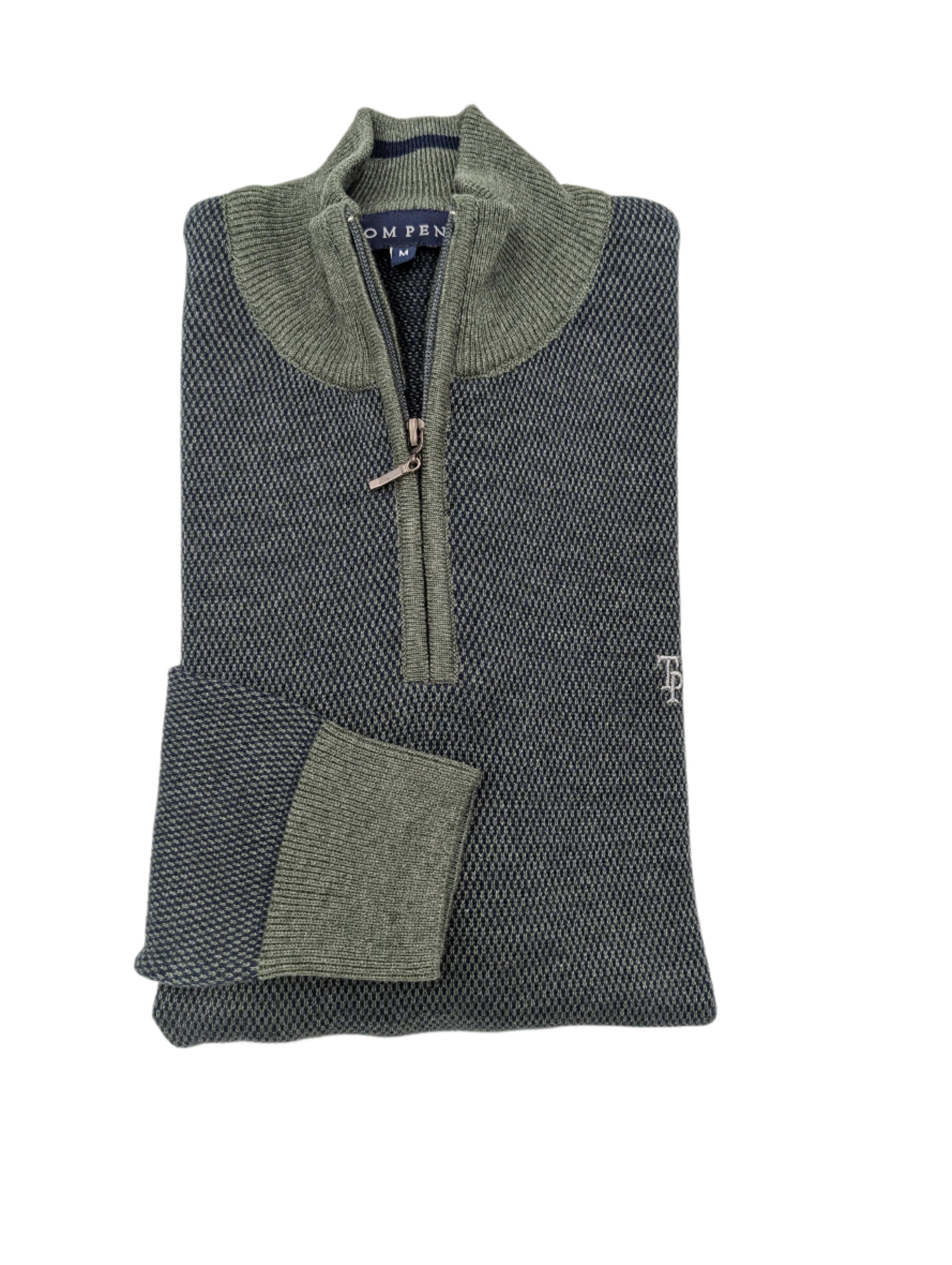 Knitted Olive 1/4 Zip Jumper