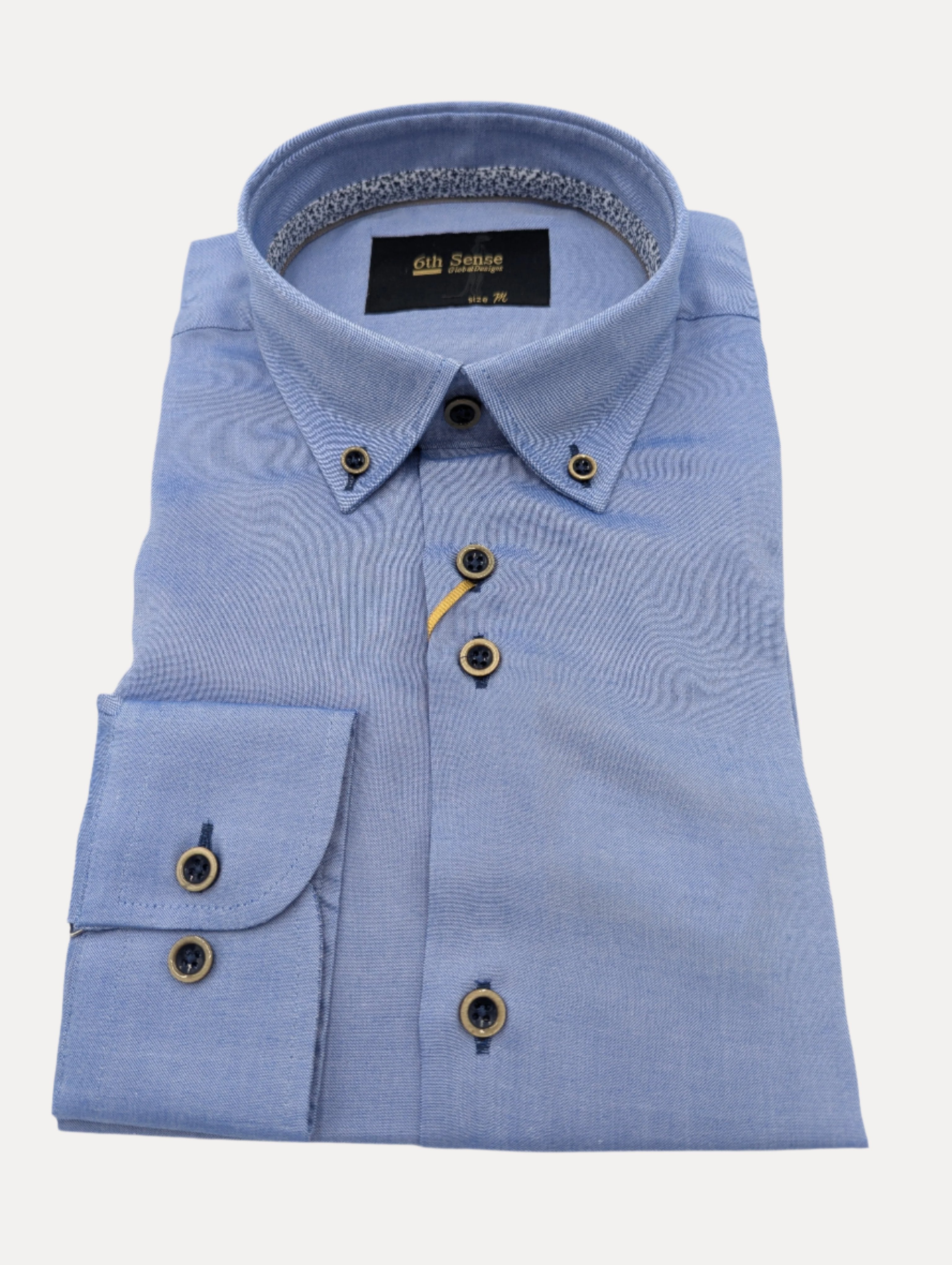 Button Down Lyocell Blue Shirt-Collar view