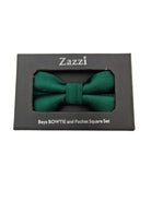 Zazzi Boyswear Green Zazzi Boys Bow & Pocket Square Set Green front view