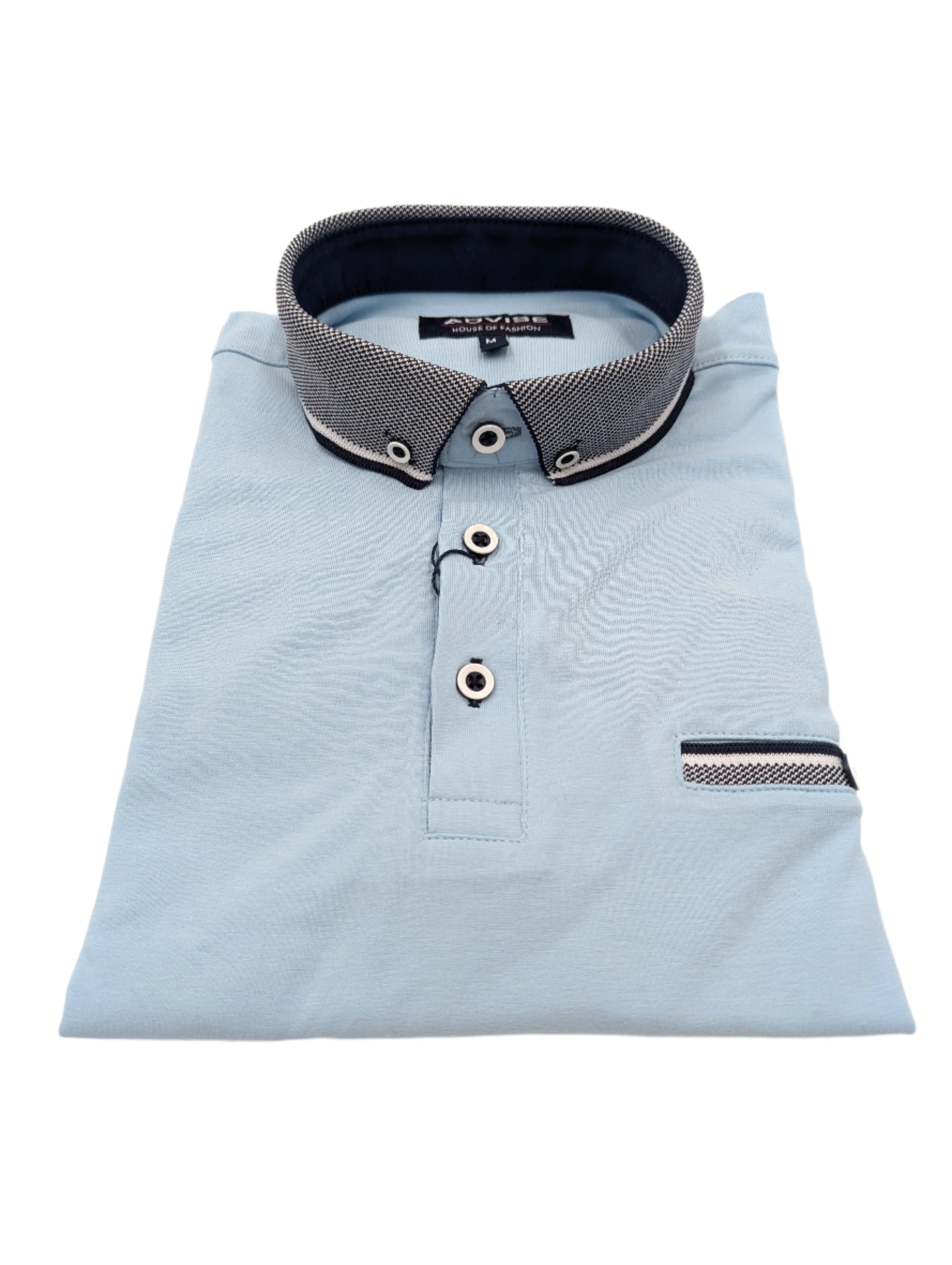 ADVISE Advise Polo Knitted Collar Sky model front view