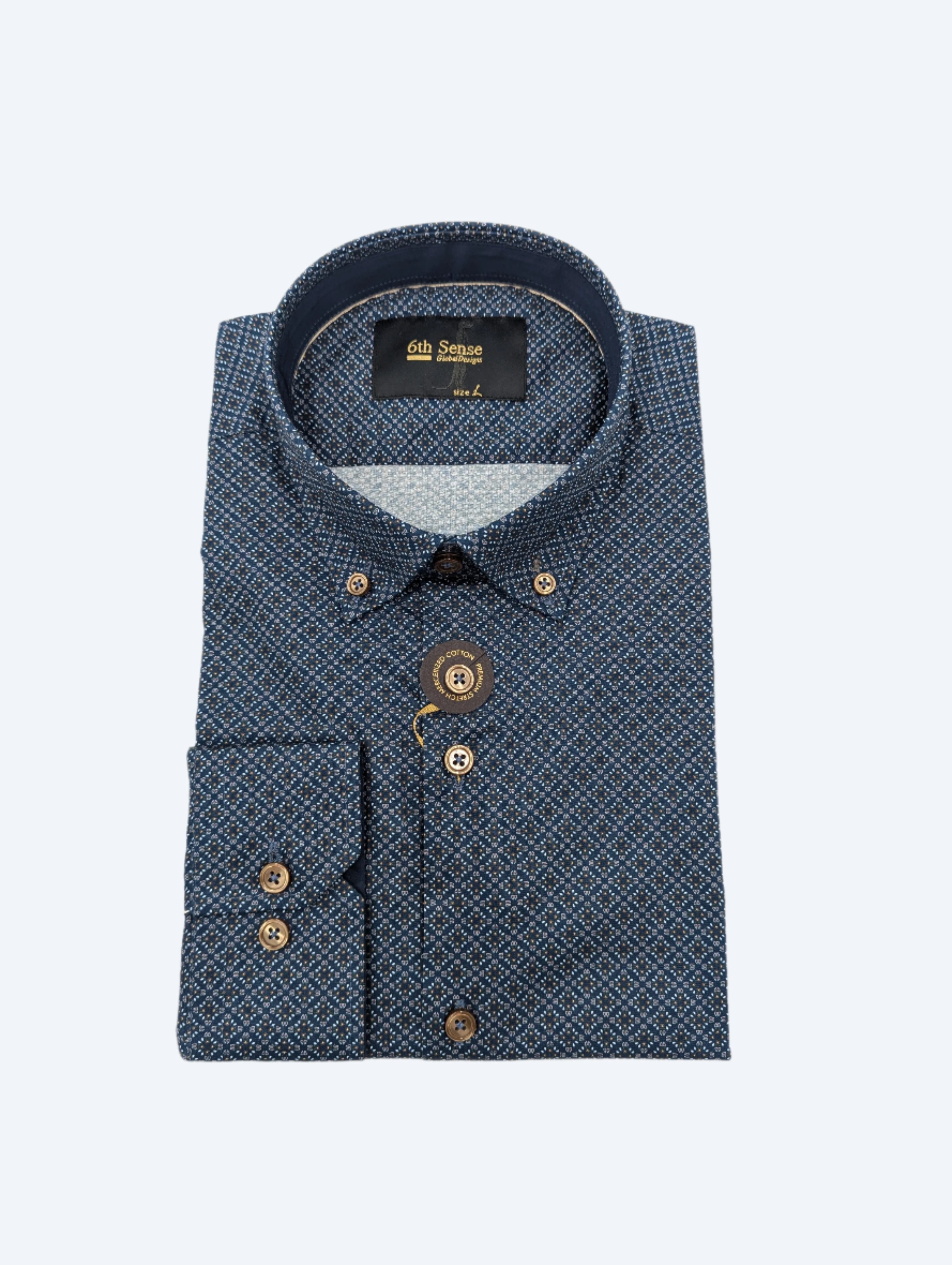 6TH SENSE Button Down Navy Blue Shirt NAVY BLUE front view