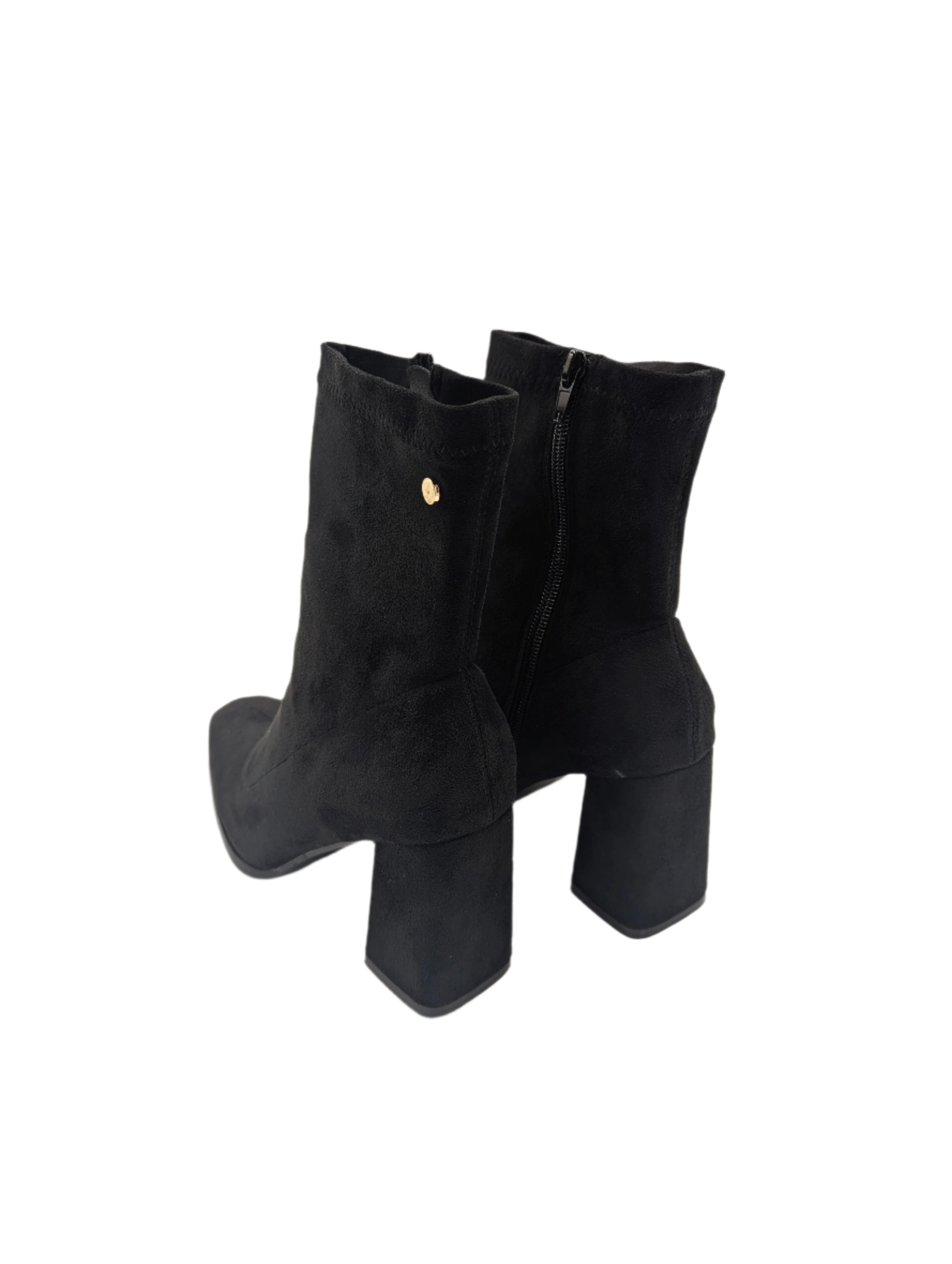 Rena Suede Black Sock Boot-Heel view