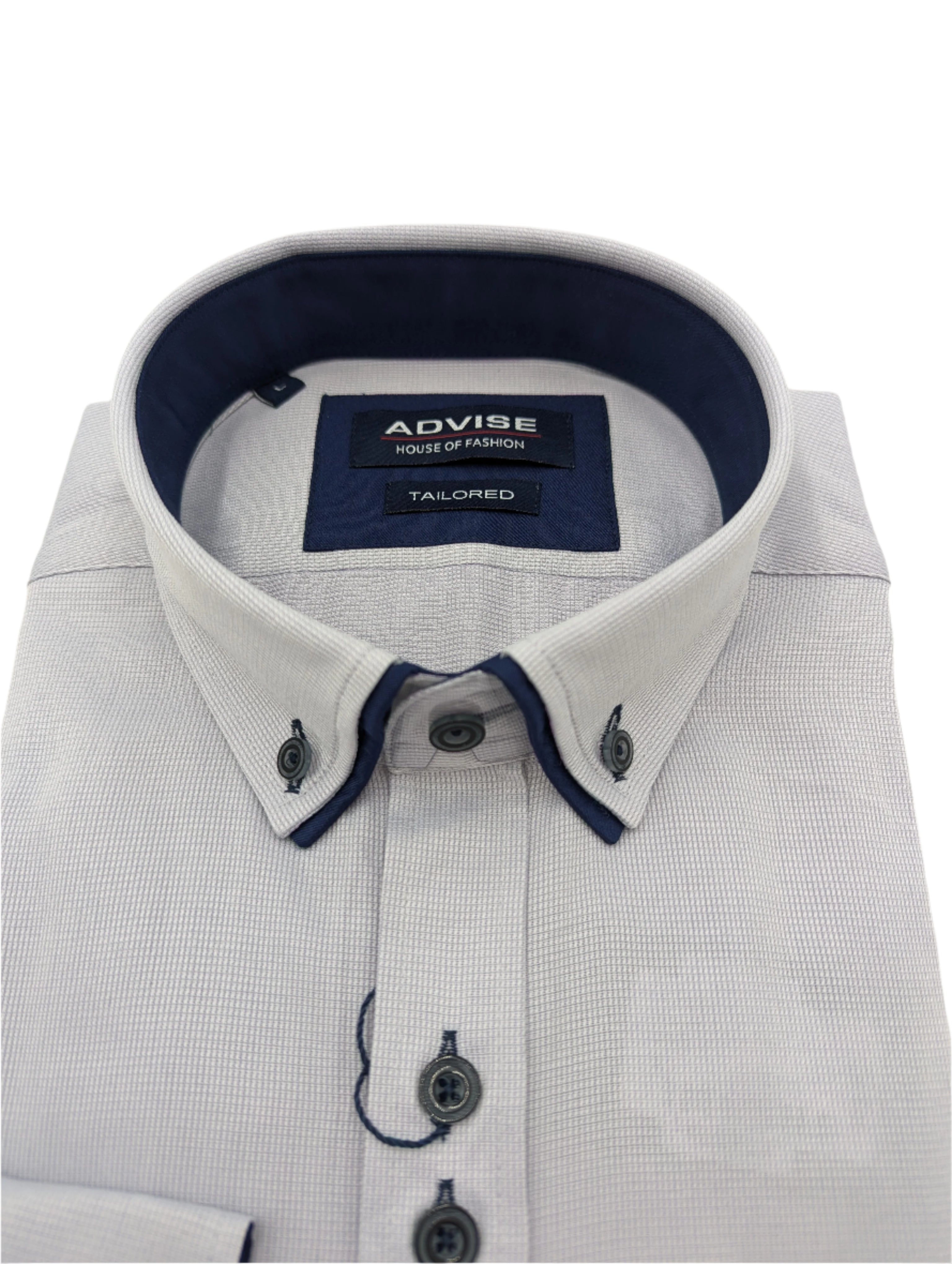Advise Grey Double Collar Shirt-Collar detail