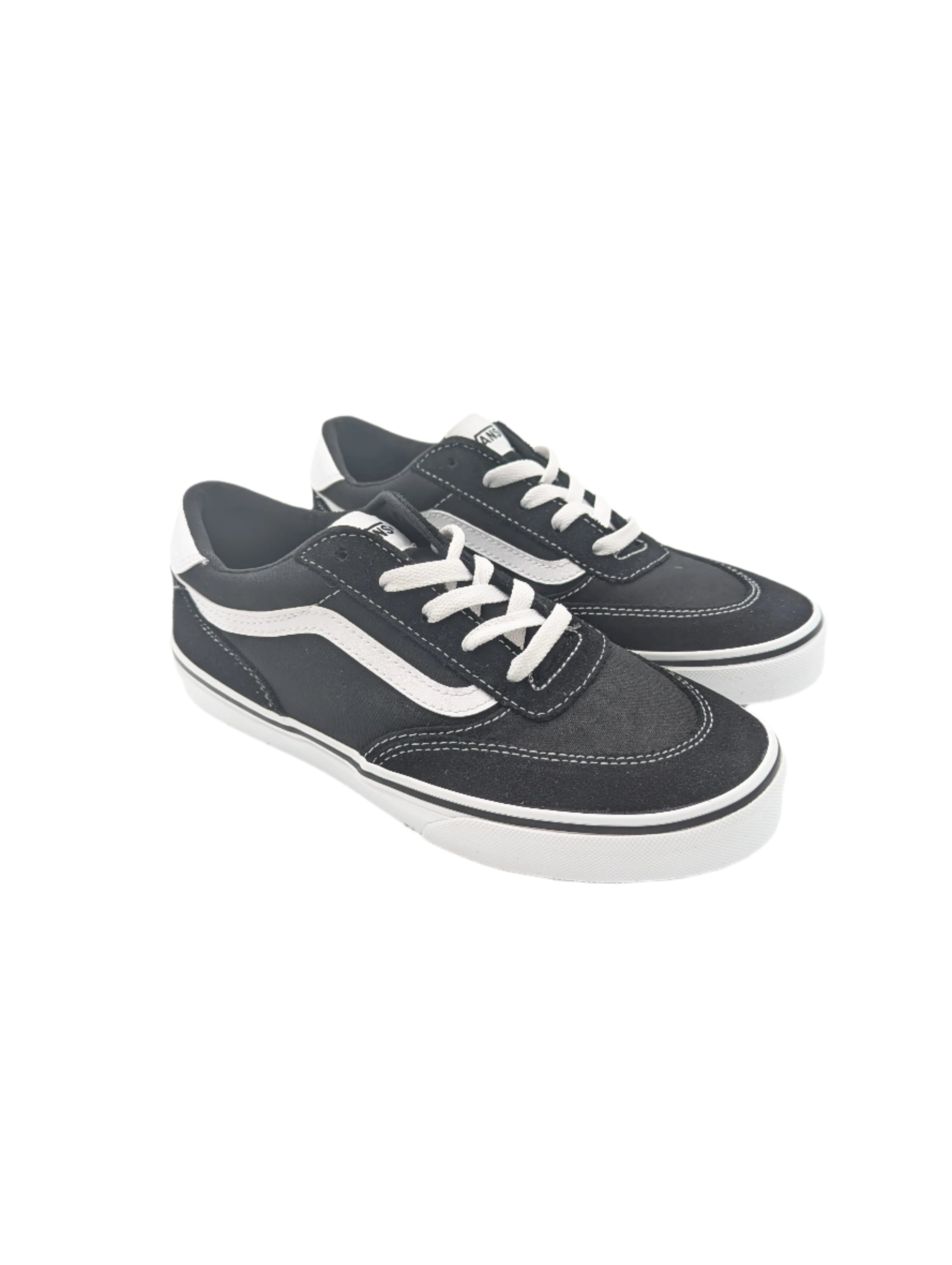 Vans Youths Brooklyn Black/White Boys Trainers Black/White front view