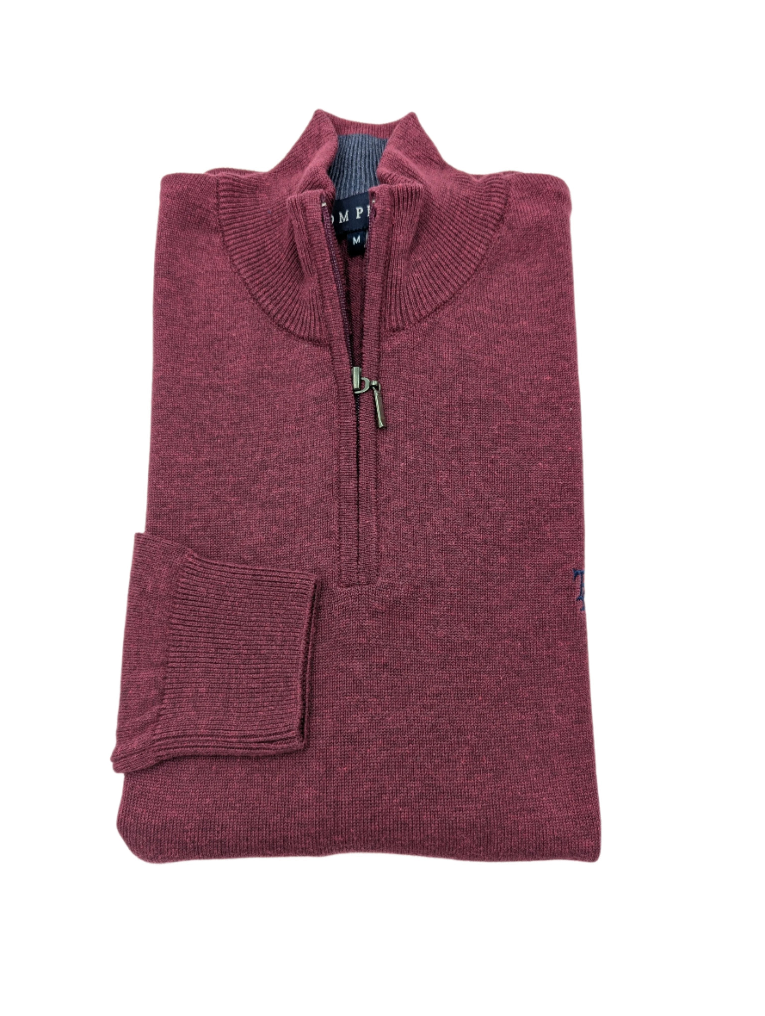 tom penn Tom Penn 1/4 Zip Knit - Burgundy Burgundy front view
