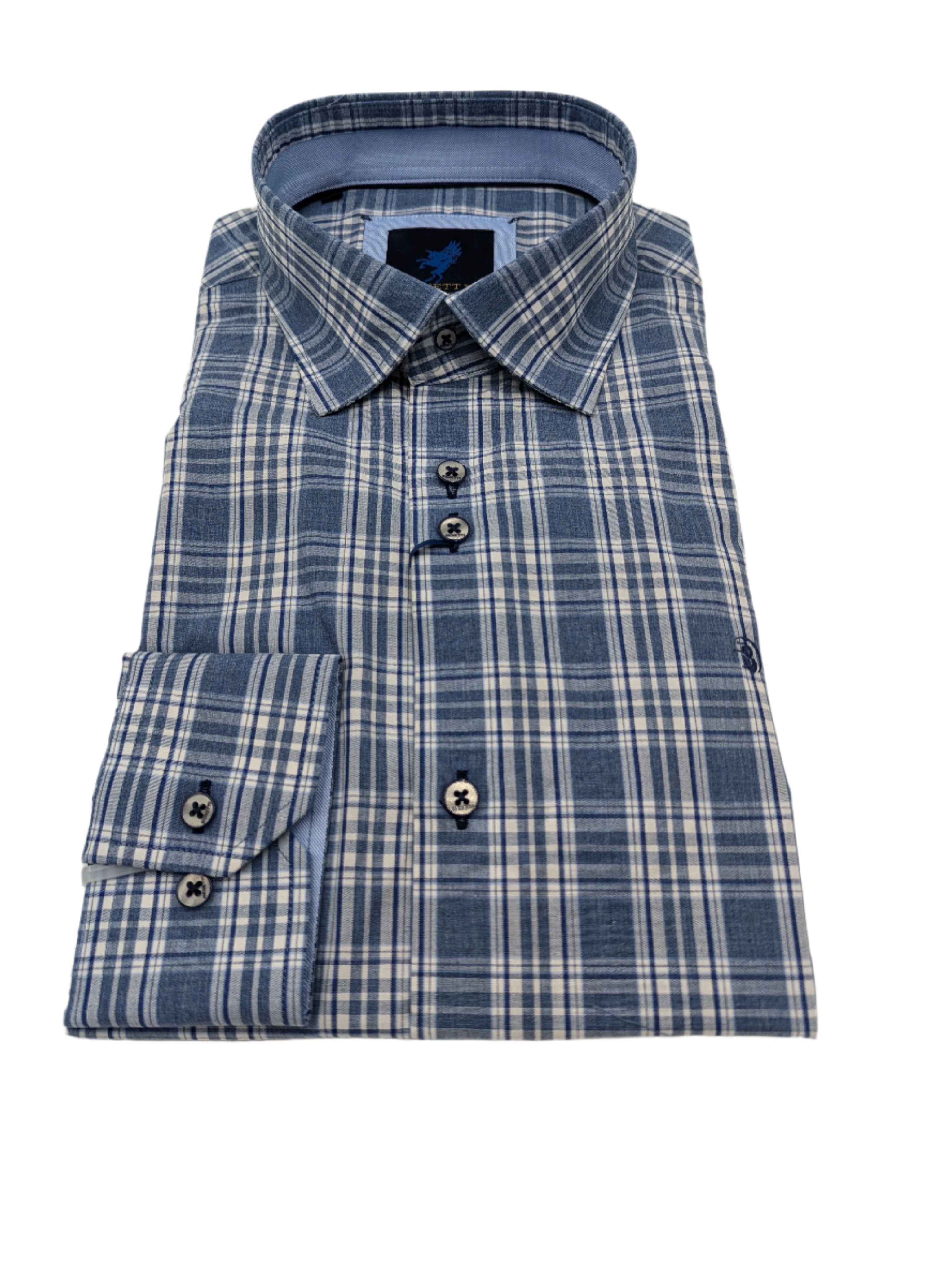 BENETTI Angly Casual L/S Shirt Blue model front view