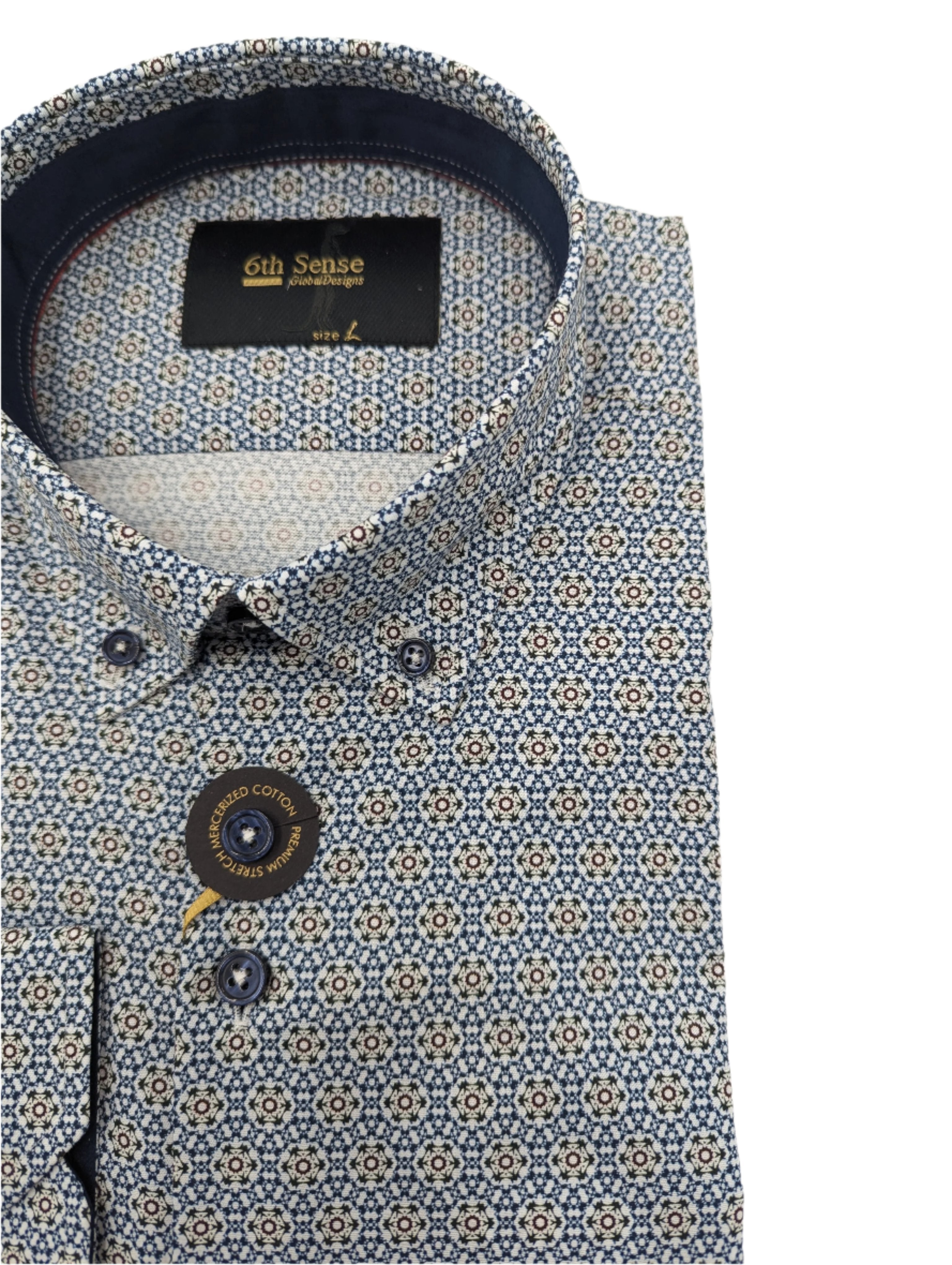 6TH SENSE Button Down White Navy Shirt White/Navy detail view