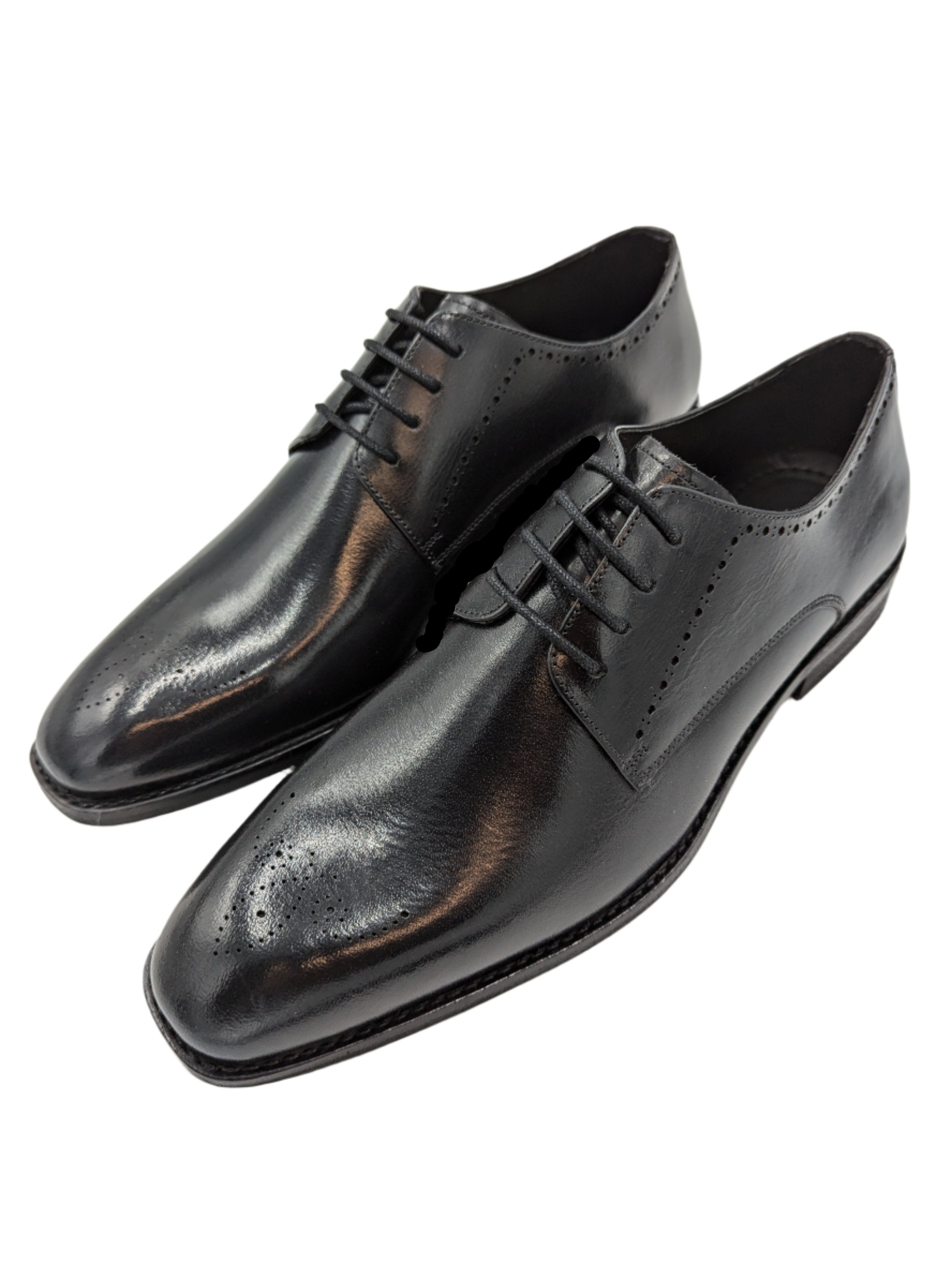 Thomas Black Leather Brogue Toe Shoe