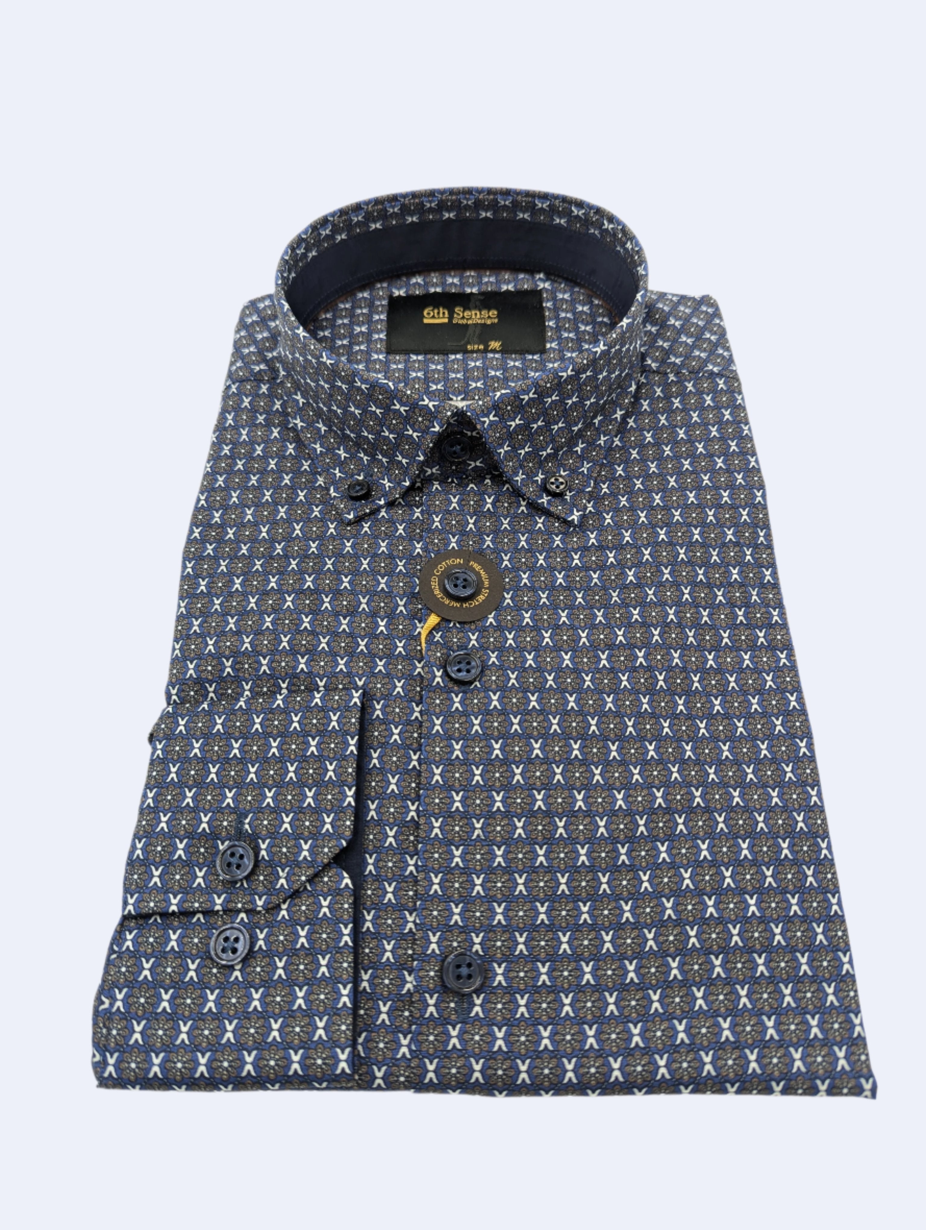 6TH SENSE Button Down Navy Shirt Navy model front view