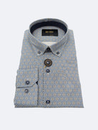 6TH SENSE Button Down White Navy Shirt White/Navy model front view