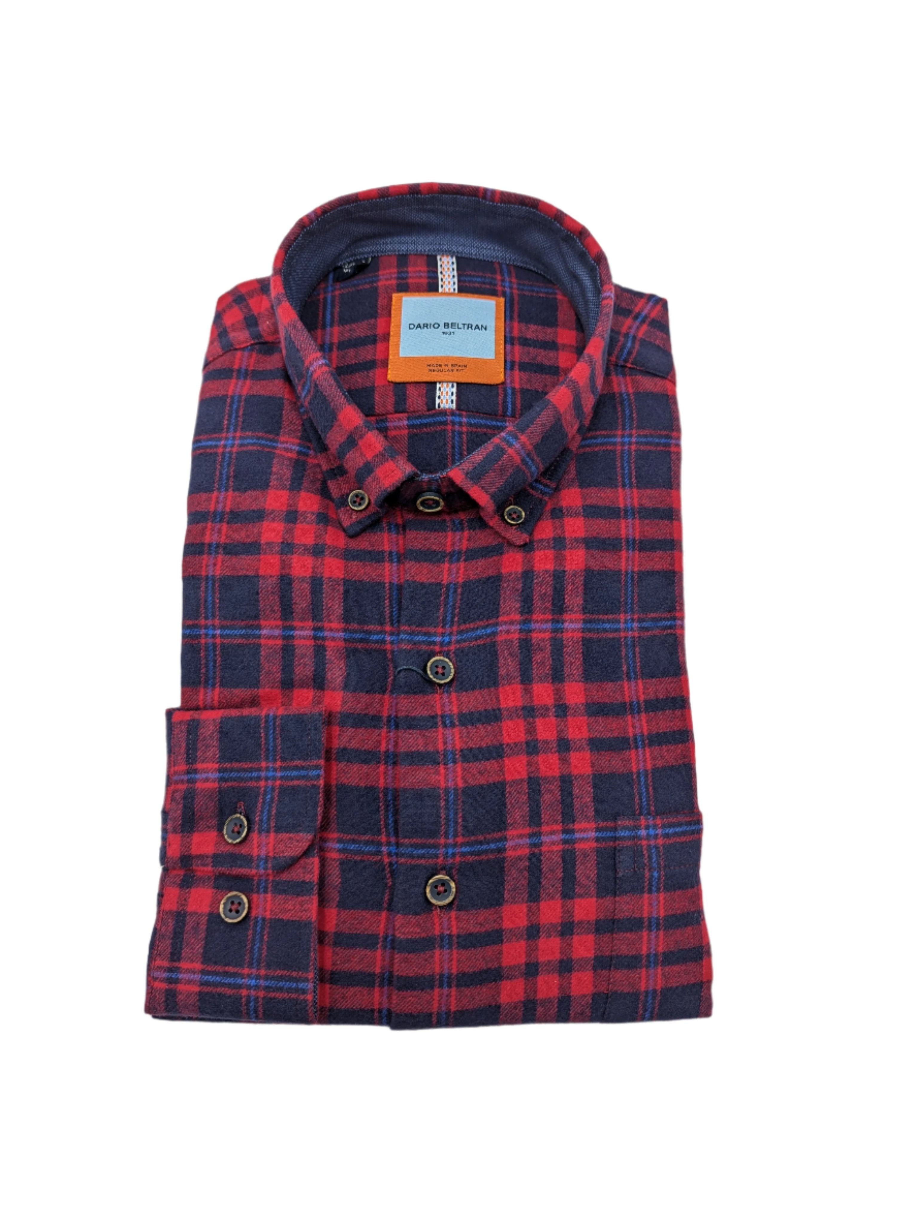 DARIO BELTRAN Dario Beltran Navy/Red Check Shirt NAVY/RED front view