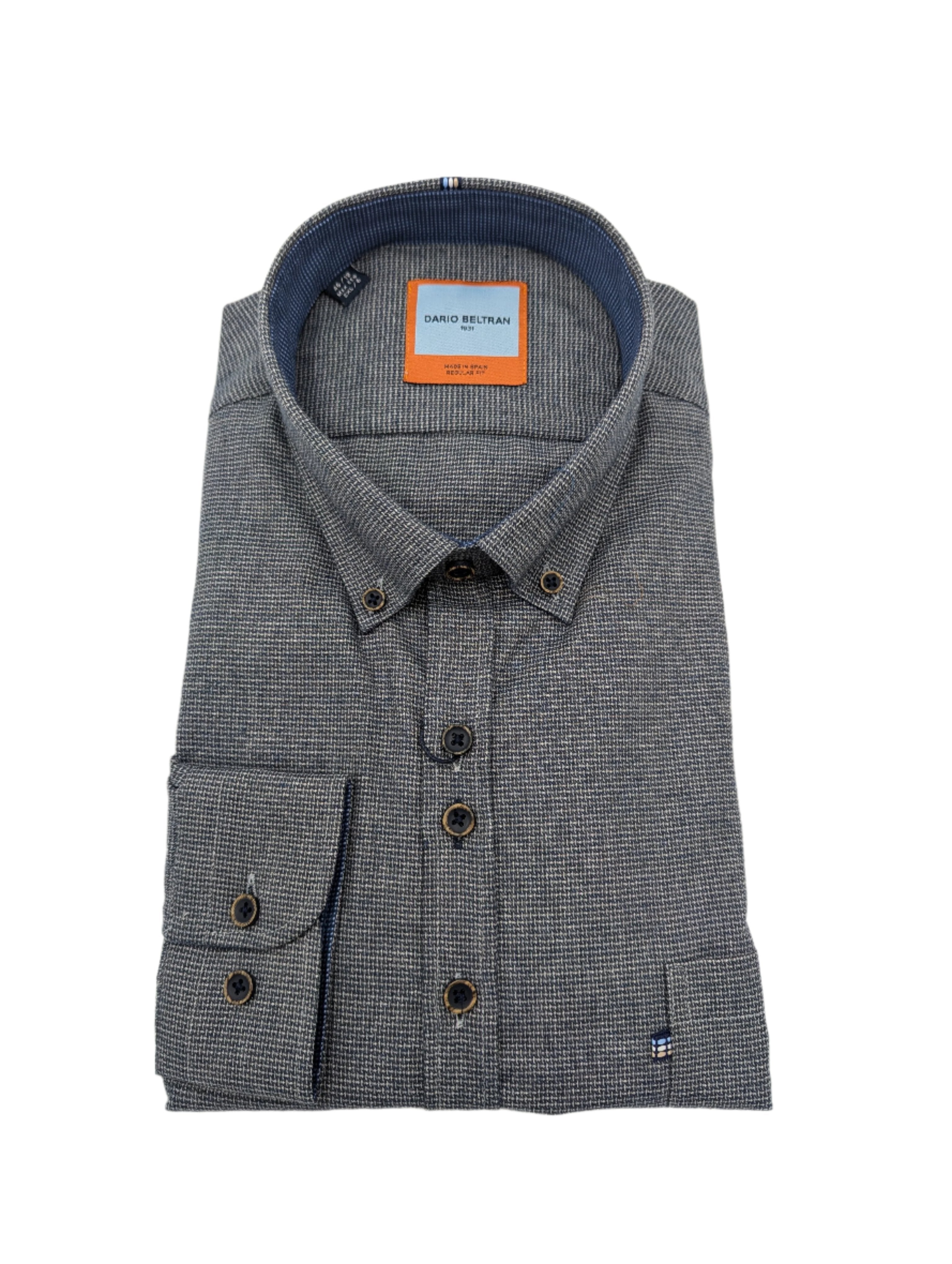 Dario Beltran Grey Tweed Print Shirt