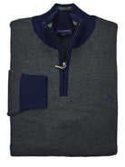 tom penn Knitted Navy/Olive 1/4 Zip Jumper Navy/Olive front view