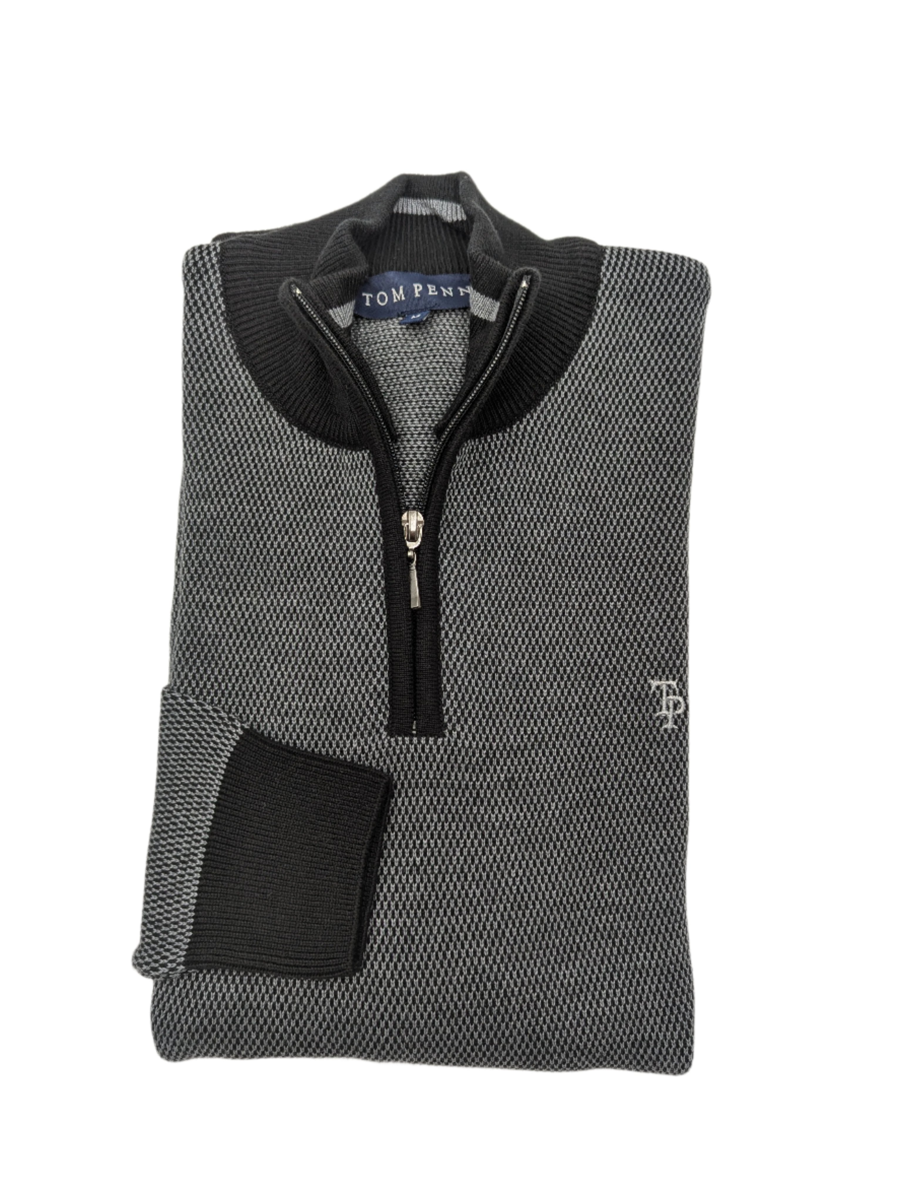 Knitted Black/Grey 1/4 Zip Jumper