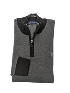 tom penn Knitted Black/Grey 1/4 Zip Jumper black/grey front view