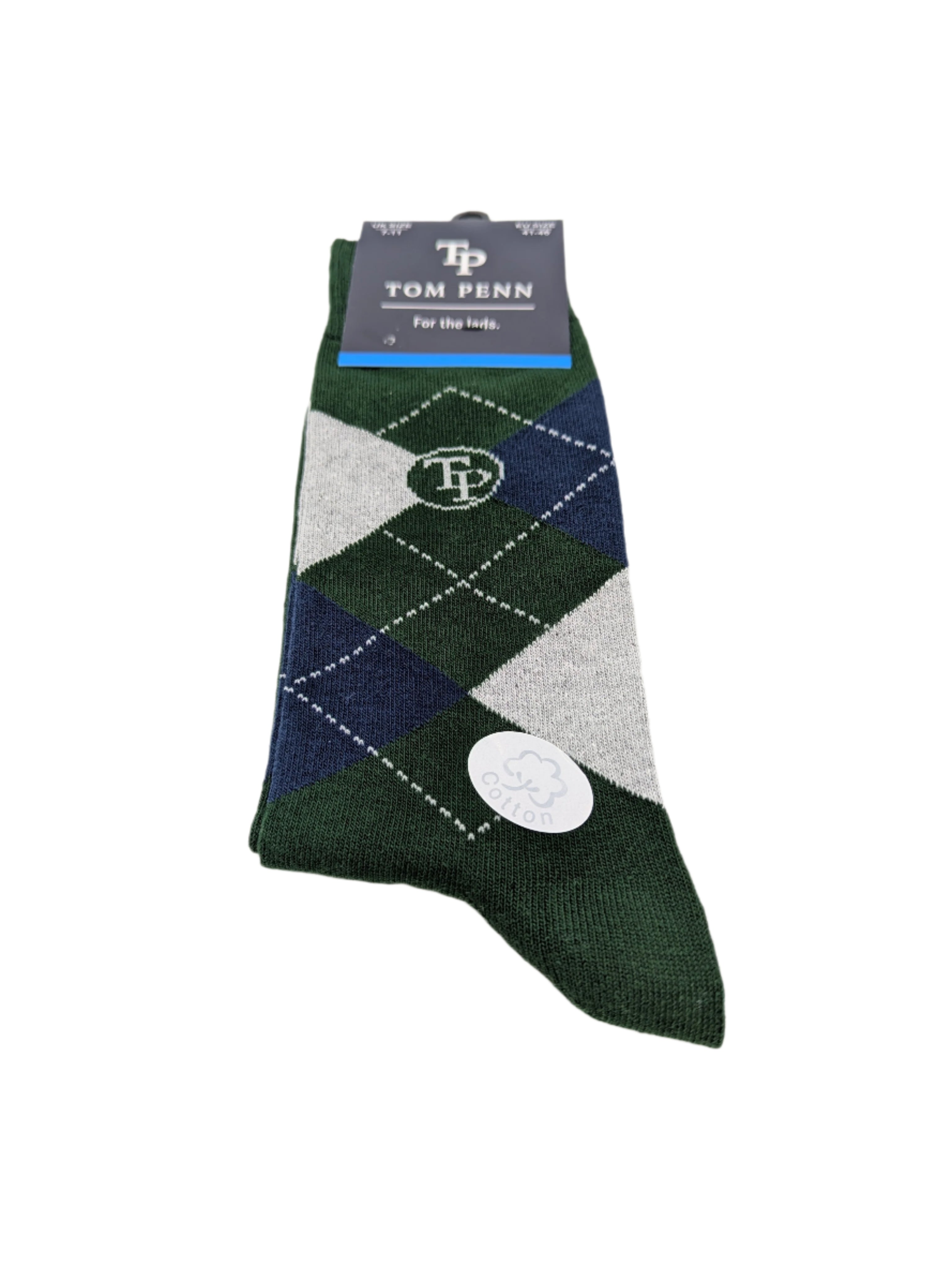 Men's Tom Penn Green Argyle Sock-Front View