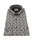 DARIO BELTRAN Dario Beltran Brown Leaf Print Shirt Brown model front view