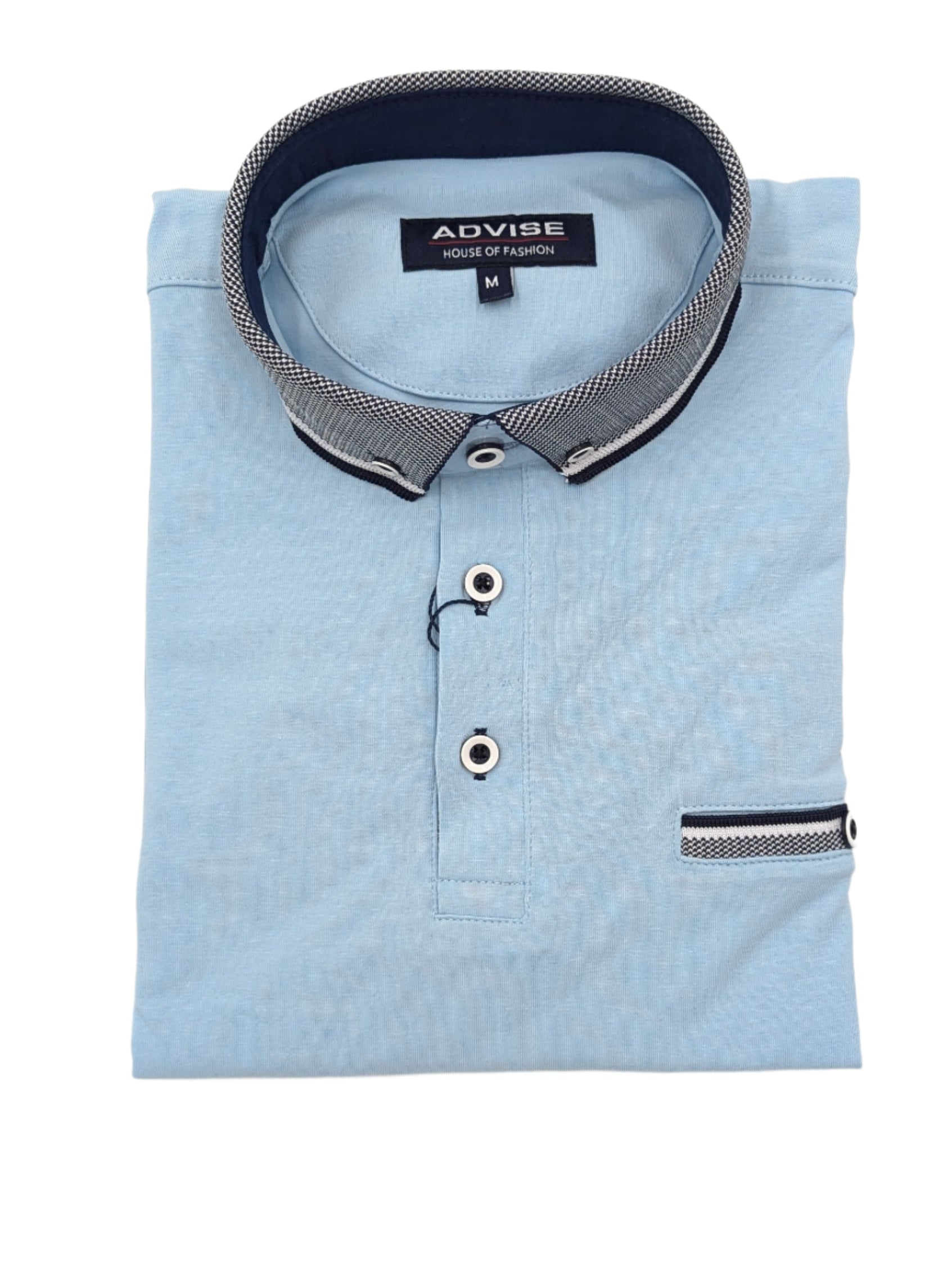 ADVISE Advise Polo Knitted Collar Sky front view