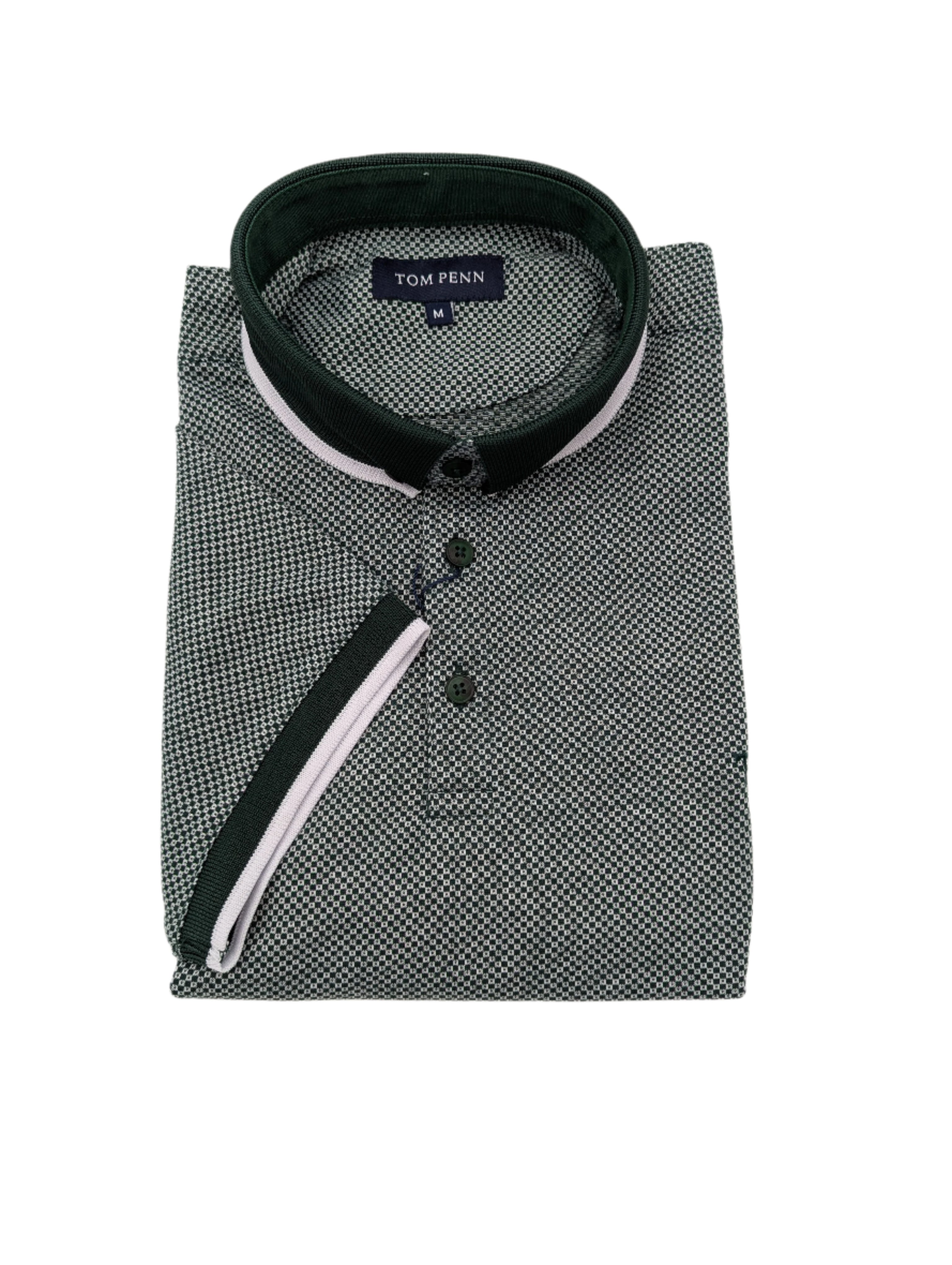 Tom Penn Green Knit Polo-Sleeve detail