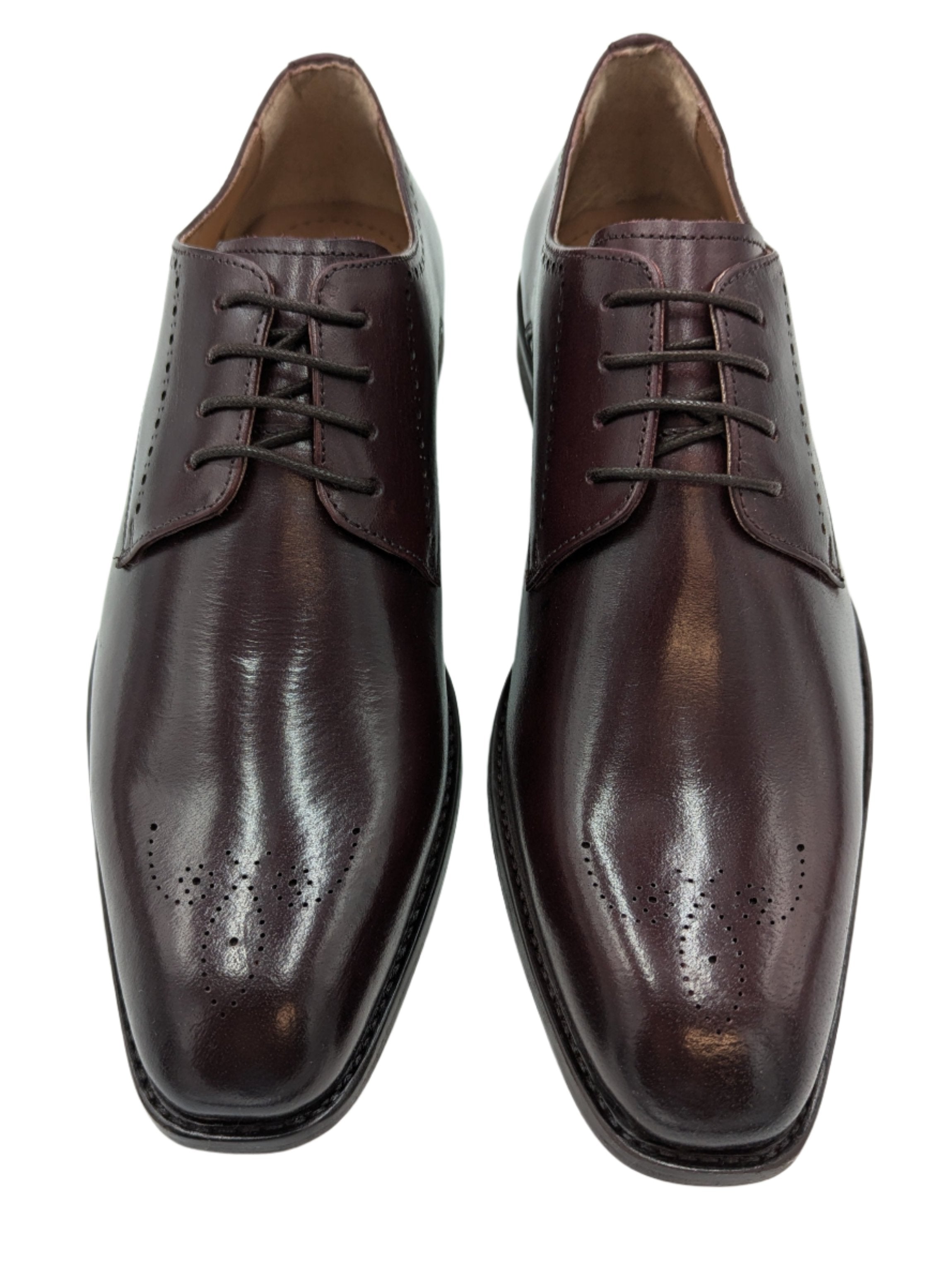 Thomas Burgundy Leather Brogue Toe Shoe-Toe detail