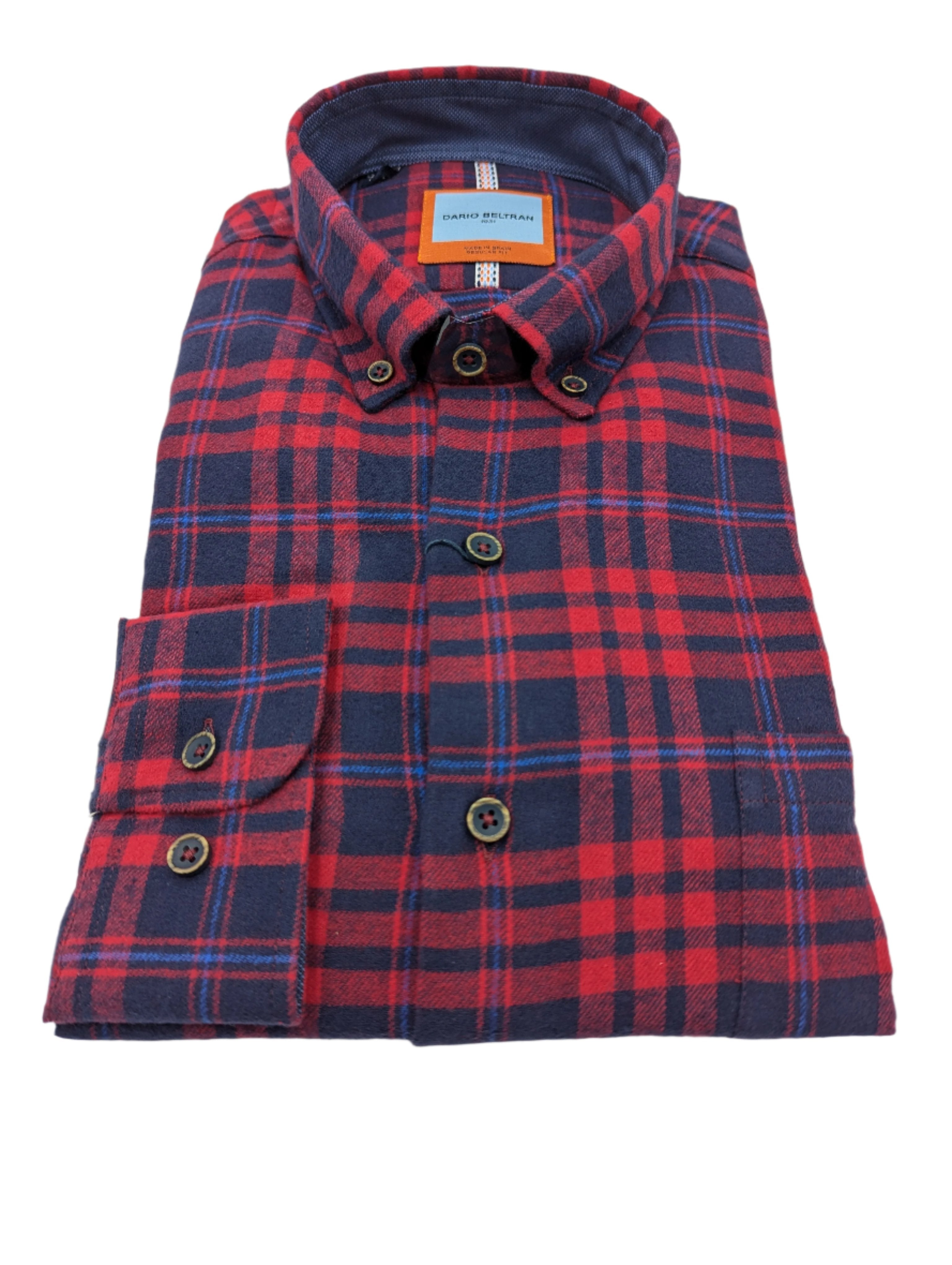 DARIO BELTRAN Dario Beltran Navy/Red Check Shirt NAVY/RED model front view