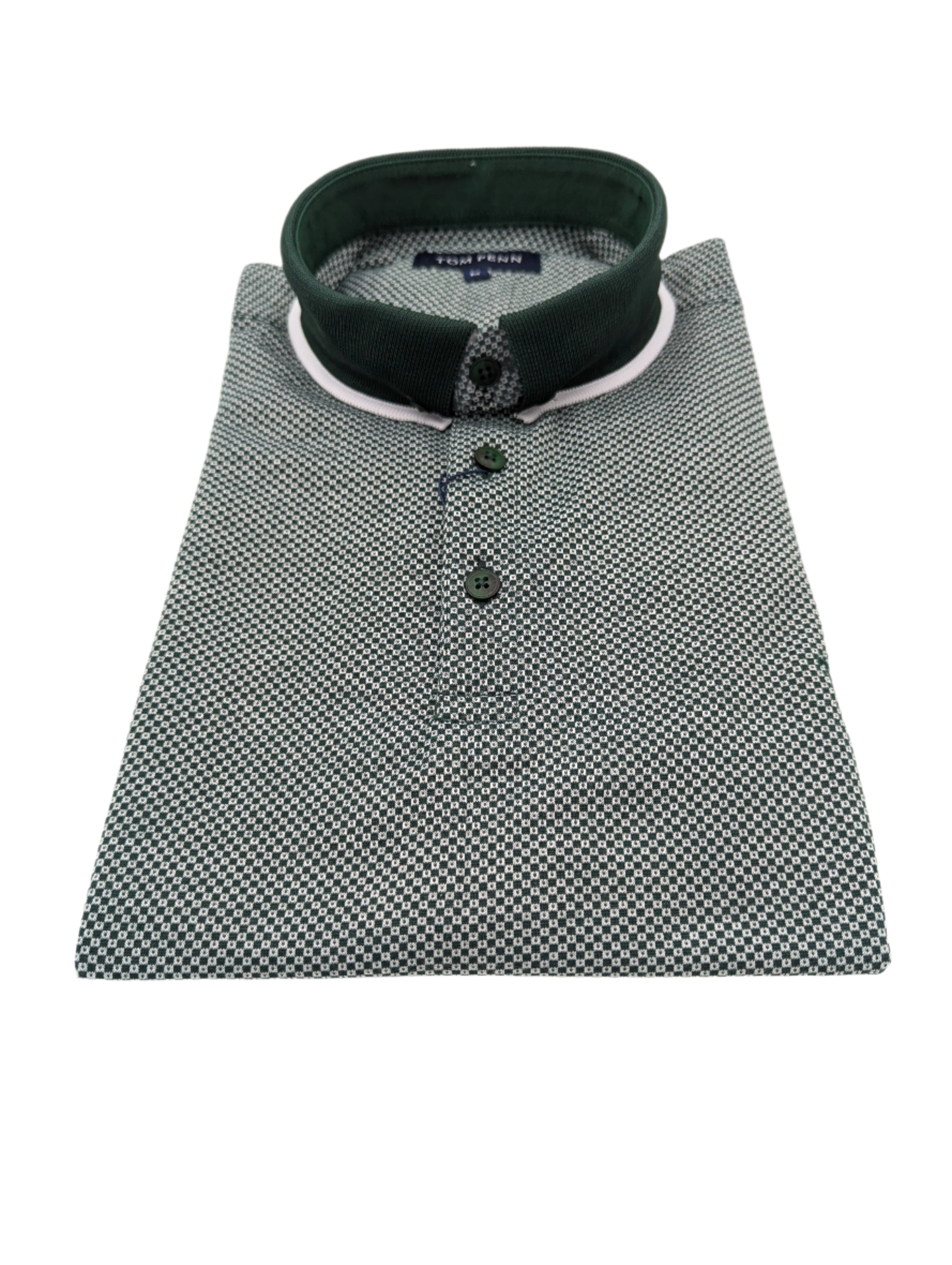 Tom Penn Green Knit Polo-Close up 